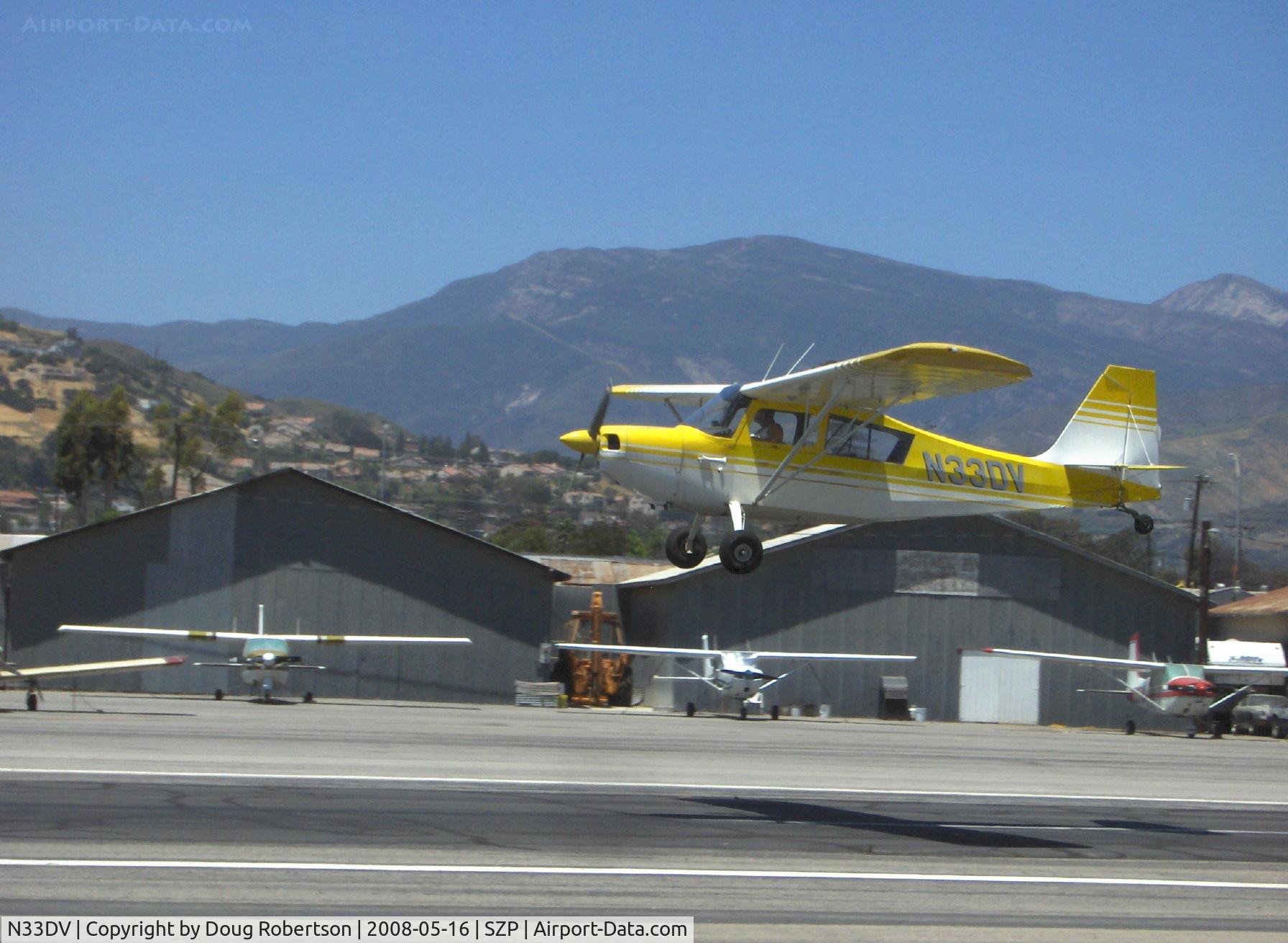 N33DV, 1970 Champion 7GCBC C/N 234-70, 1970 Champion 7GCBC CITABRIA, Lycoming O-320-A2B 150 Hp, aborted landing-wind shear