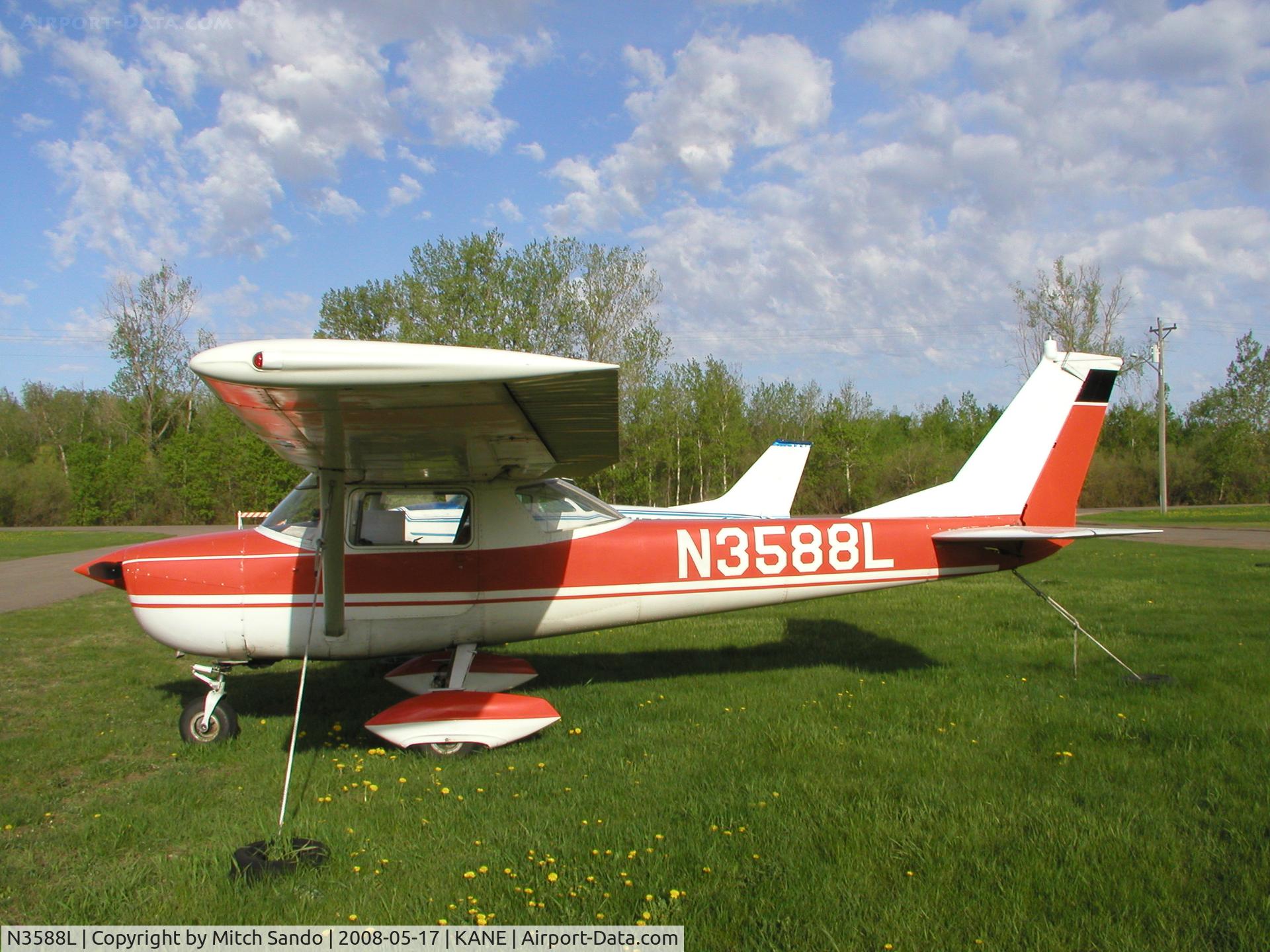 N3588L, 1965 Cessna 150F C/N 15062388, Tied down at Anoka County.