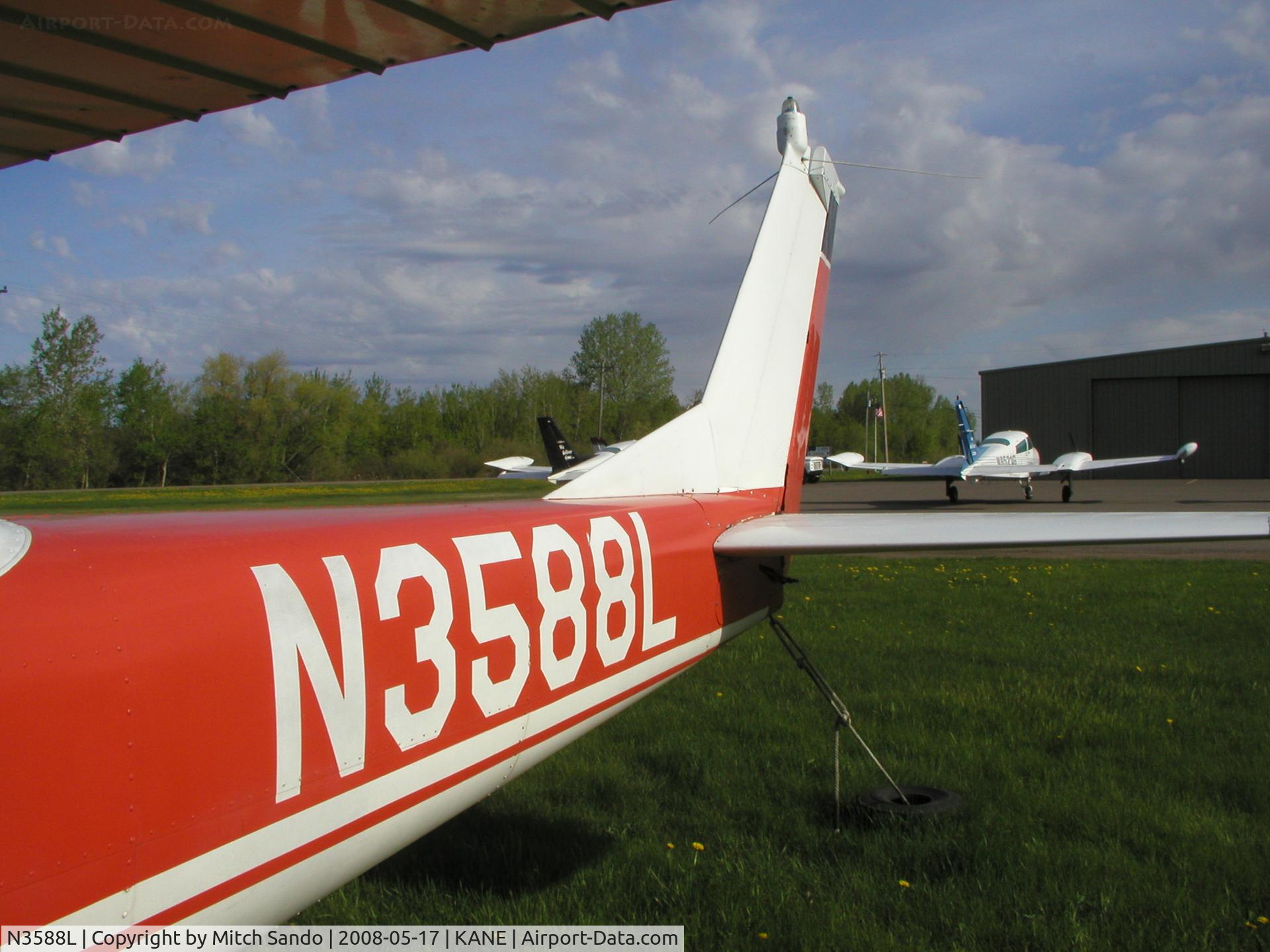 N3588L, 1965 Cessna 150F C/N 15062388, Tied down at Anoka County.