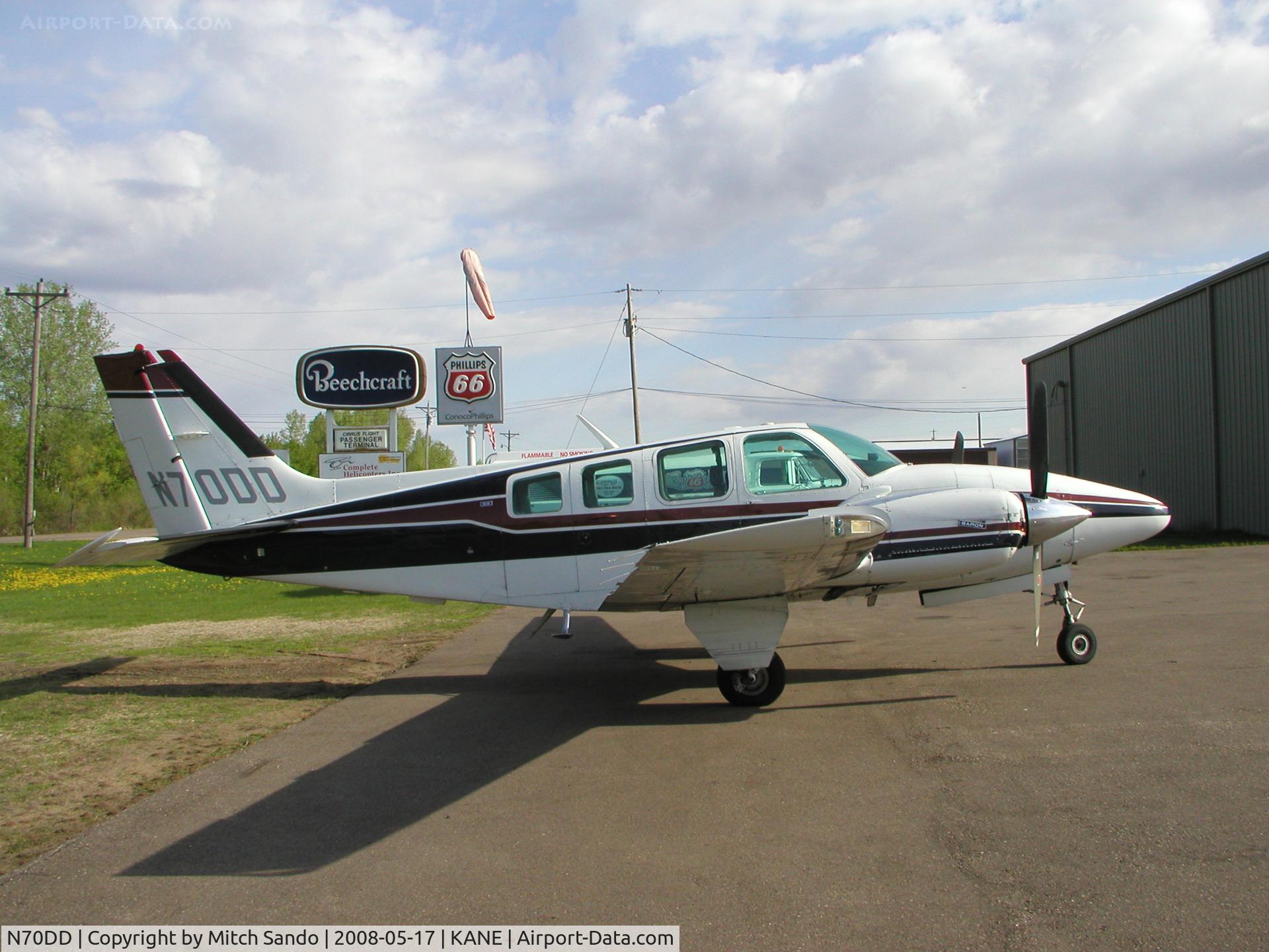N70DD, 1973 Beech 58 Baron C/N TH-370, Parked on the ramp at Cirrus Flight Operations.