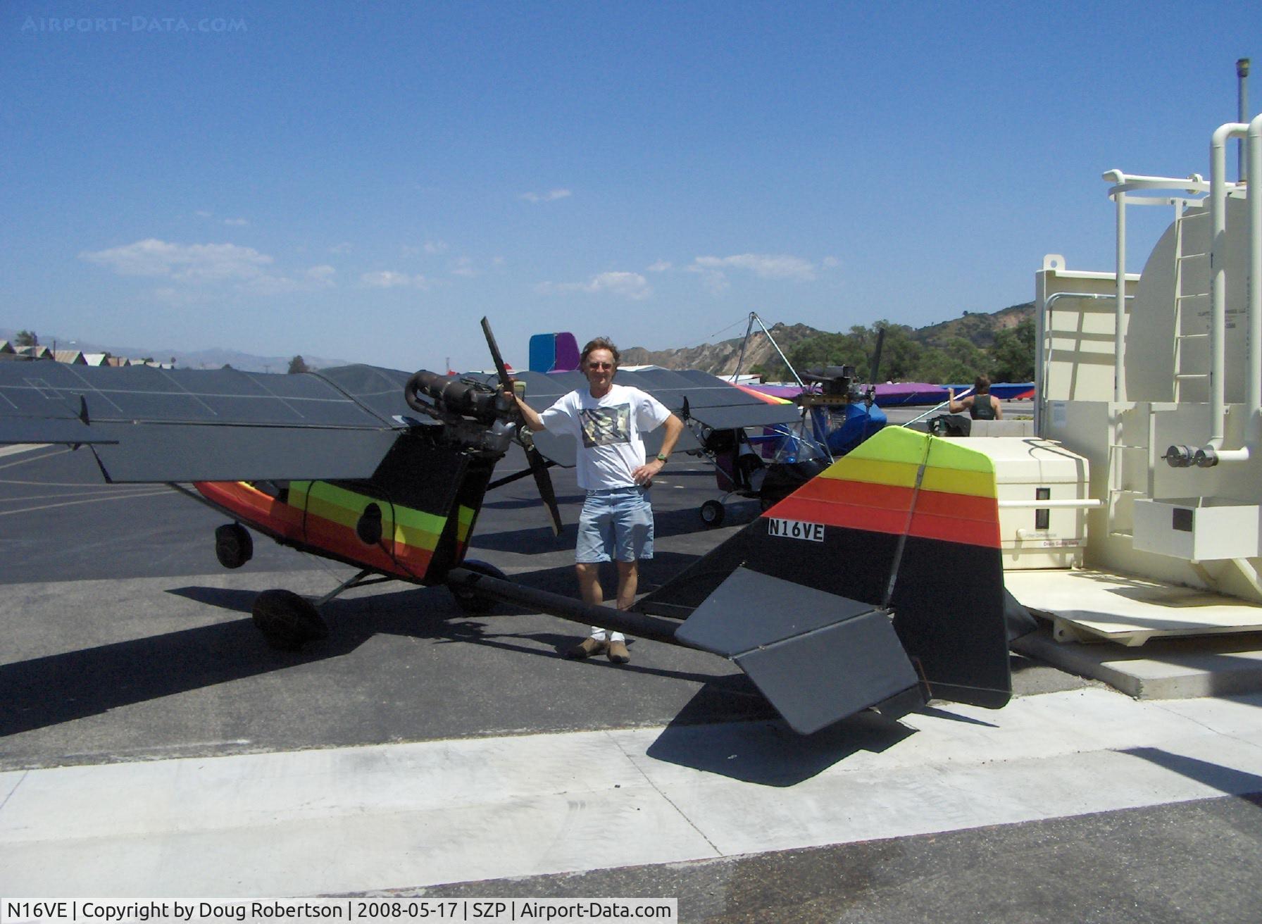 N16VE, 2003 CGS Aviation Hawk Arrow C/N 001, Englert CGS HAWK ARROW, Rotax 503 2 cylinder two-stroke 52 Hp, happy owner/pilot after refueling