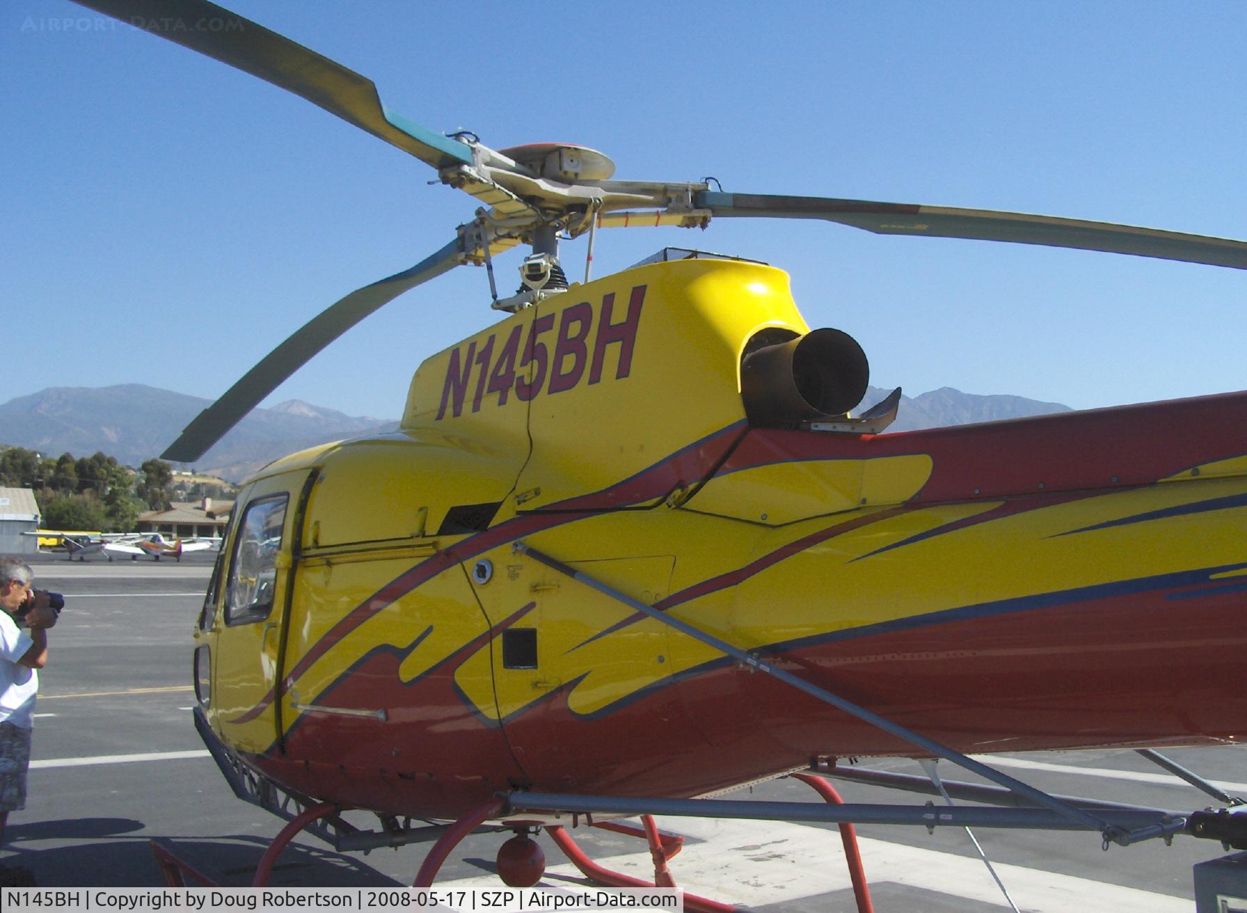 N145BH, 1980 Aerospatiale AS-350D AStar C/N 1270, 1980 Aerospatiale AS350D ASTAR, one Lycoming LTS 101 600A.2 616 shp turboshaft, PICTORVISION-equipped, rotor hub, turbine exhaust. Experimental class.