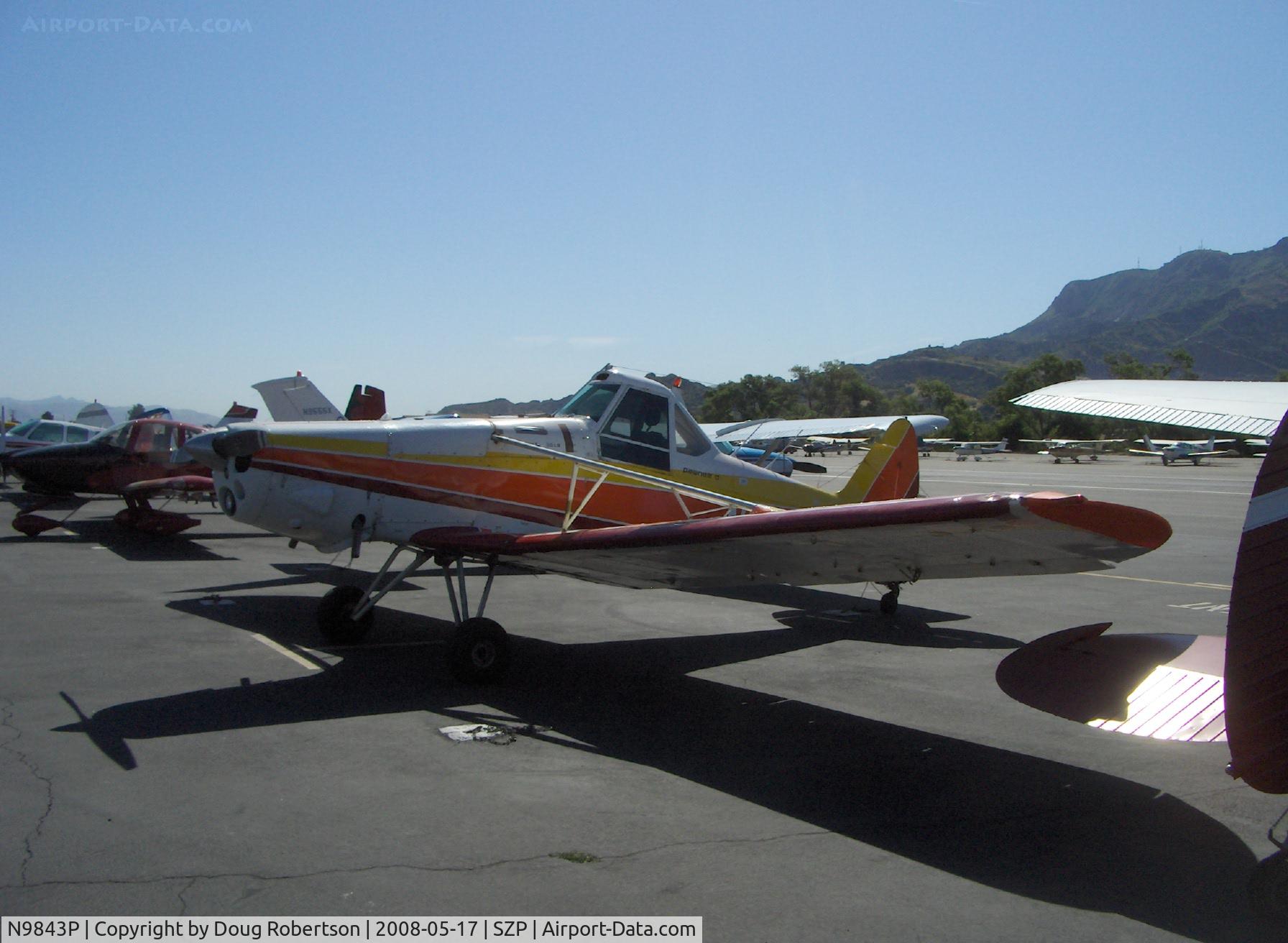 N9843P, 1975 Piper PA-25-235 C/N 25-7556161, 1975 Piper PA-25-235 PAWNEE D aerial applicator (cropduster), Lycoming O-540-B2B5 235 Hp (derated), Restricted class. Large chemical hopper between engine and cockpit