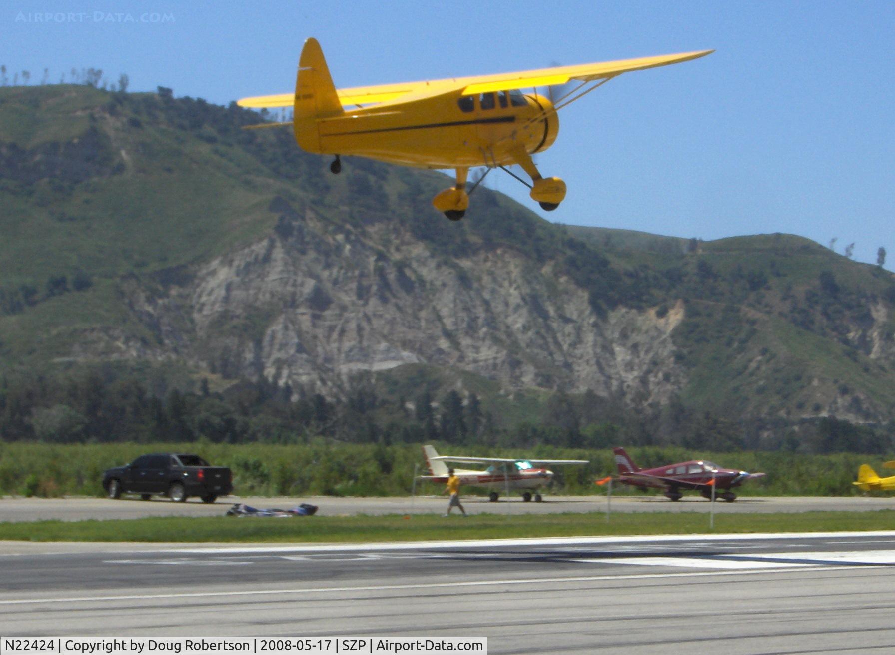 N22424, 1940 Howard Aircraft DGA-15P C/N 523, 1940 HOWARD DGA-15P, P&W R-985 Wasp Jr. 450 Hp, takeoff climb Rwy 22 to SBP for lunch