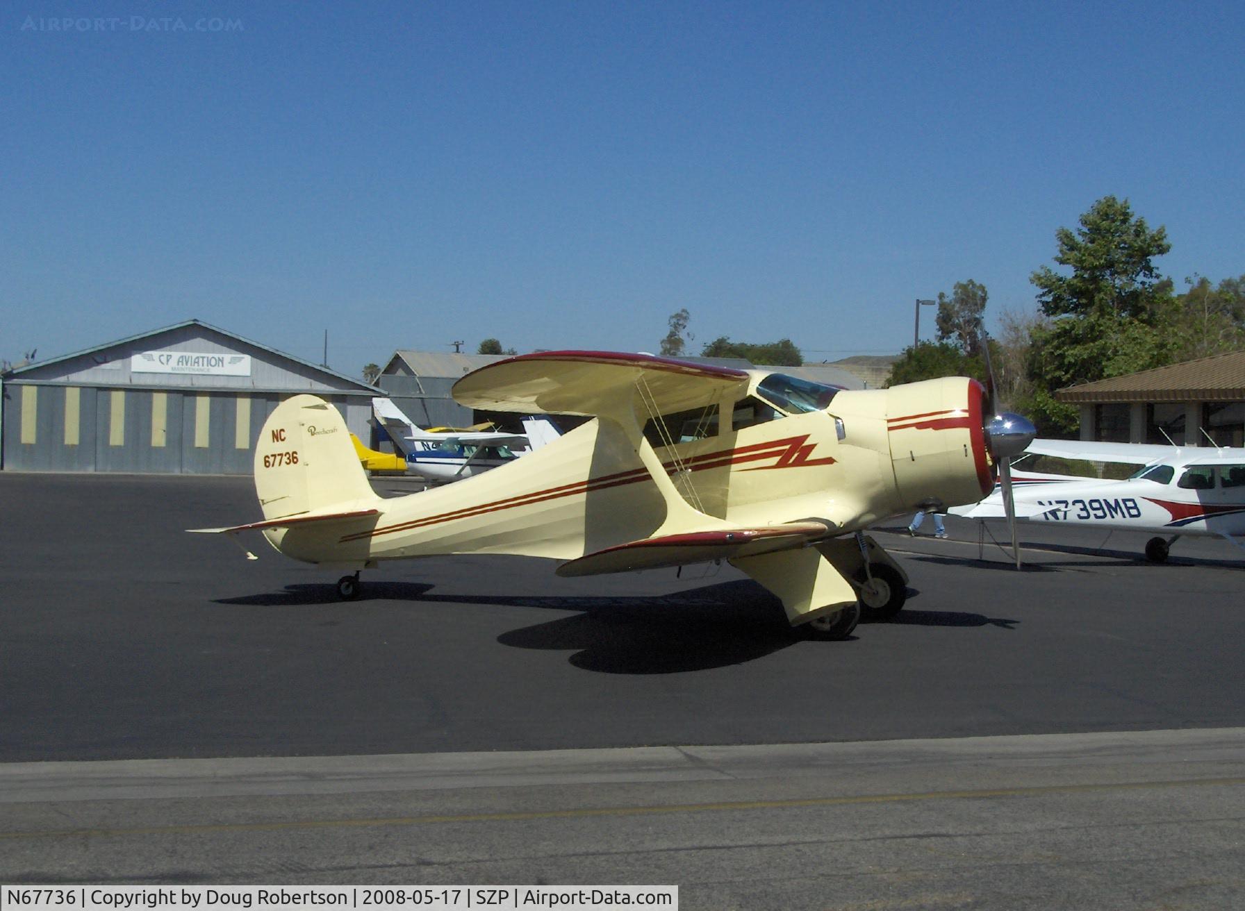 N67736, 1943 Beech D17S Staggerwing C/N 4848, 1943 Beech D17S STAGGERWING, P&W R-985 Wasp Jr. 450 Hp, taxi to 2008 National Howard Fly-In area