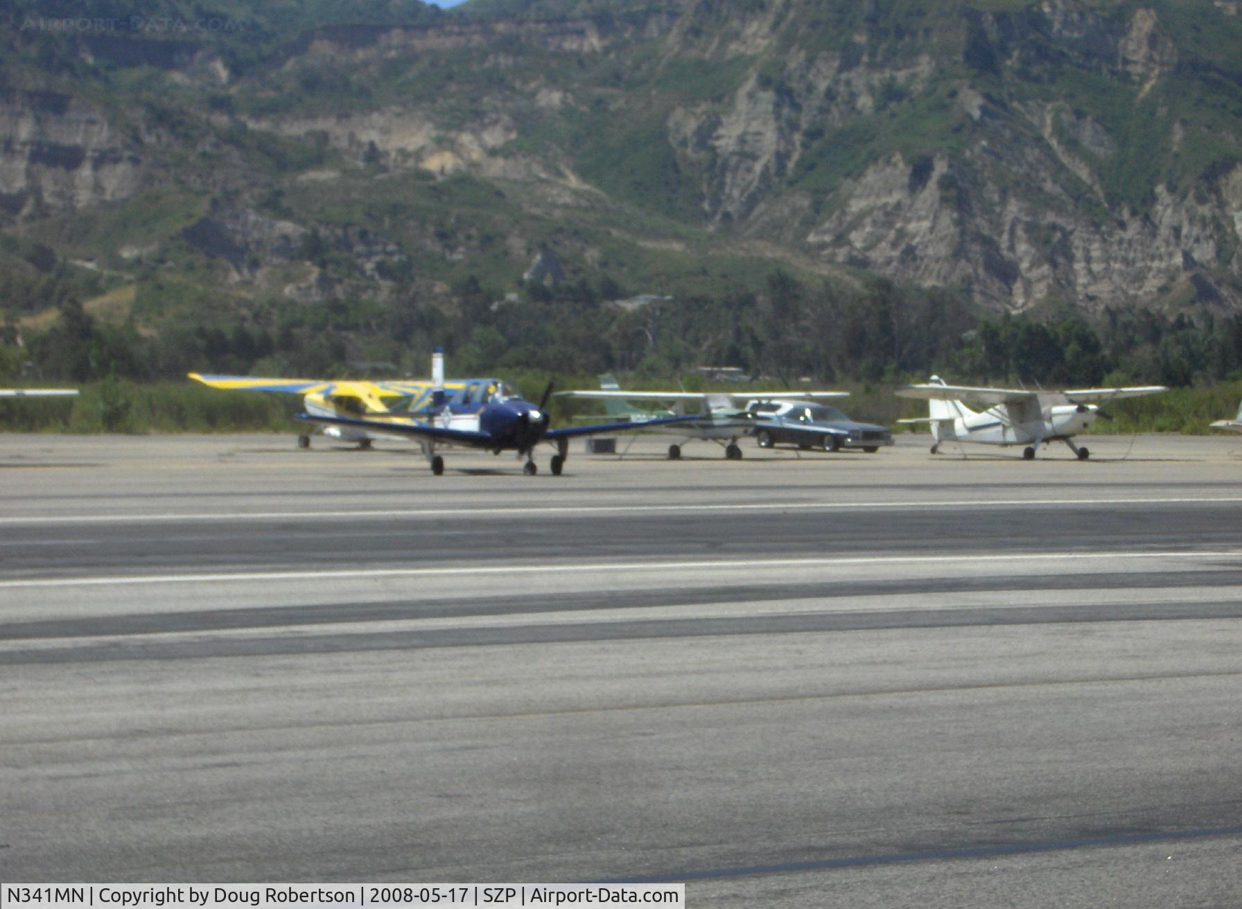N341MN, 1956 Beech D-45 (T-34B) Mentor C/N BG-278, 1956 Beech D-45 as T34B MENTOR, Continental O-470-4 225 Hp, parked