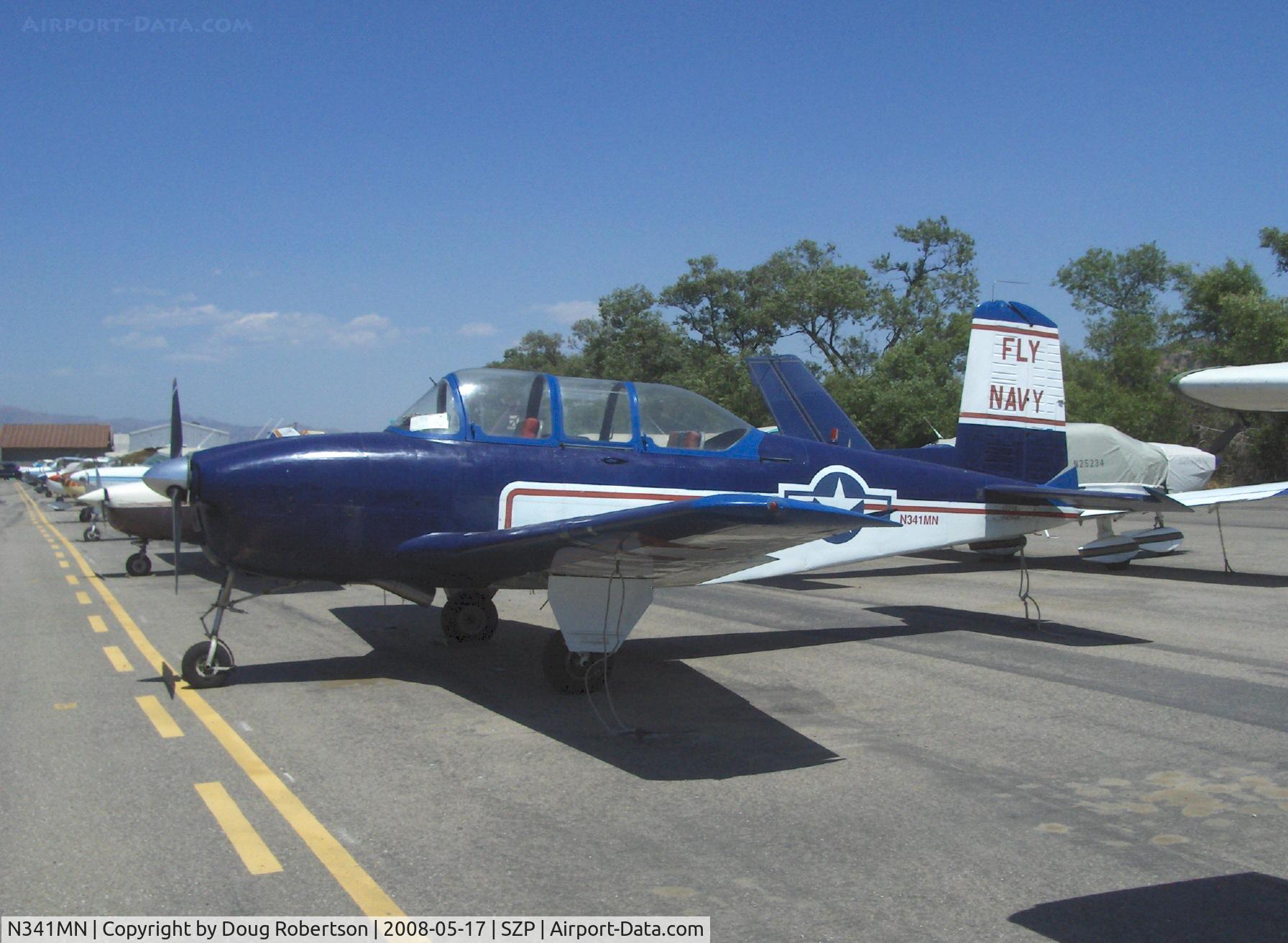 N341MN, 1956 Beech D-45 (T-34B) Mentor C/N BG-278, 1956 Beech D-45 as T34B MENTOR, Continental O-470-4 225 Hp