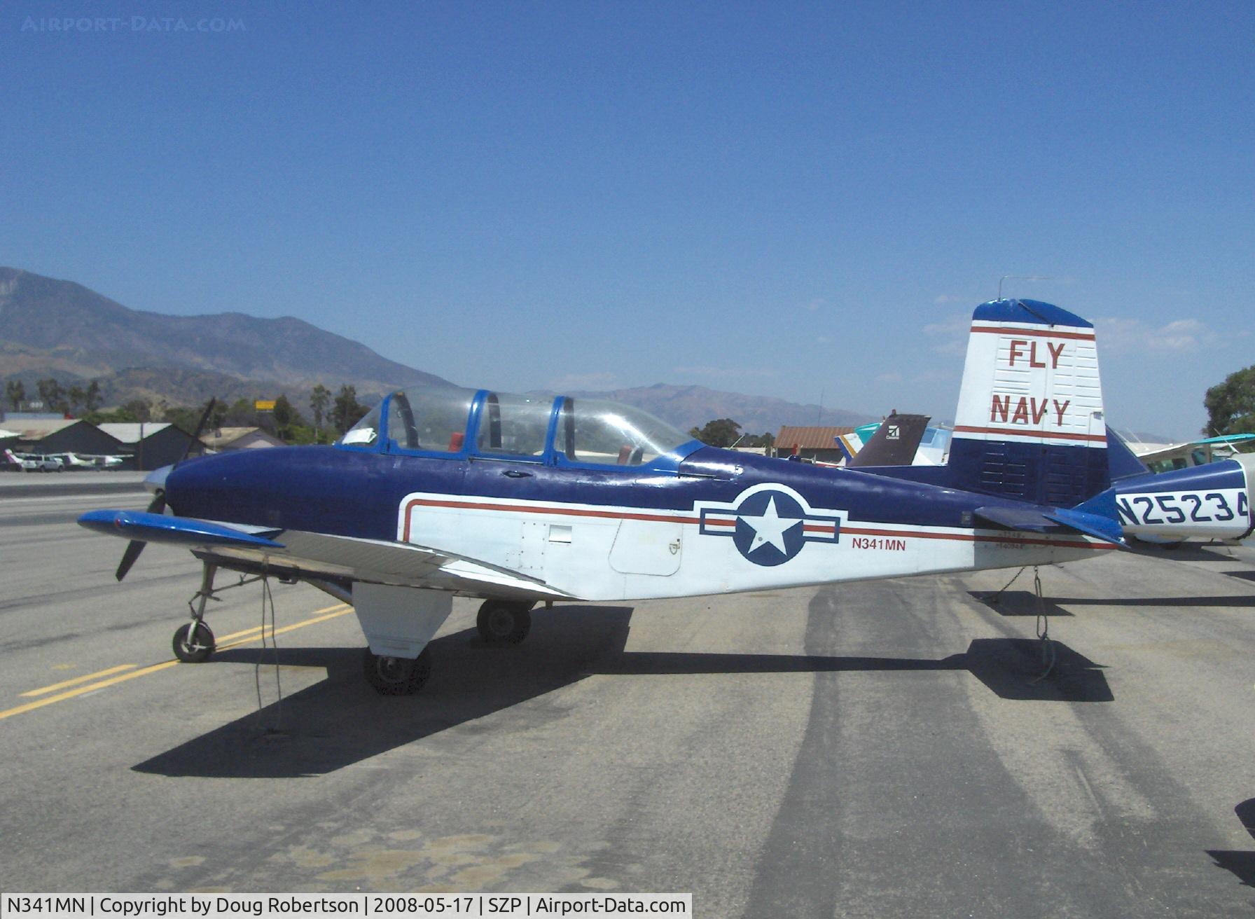 N341MN, 1956 Beech D-45 (T-34B) Mentor C/N BG-278, 1956 Beech D-45 as T34B MENTOR, Continental O-470-4 225 Hp