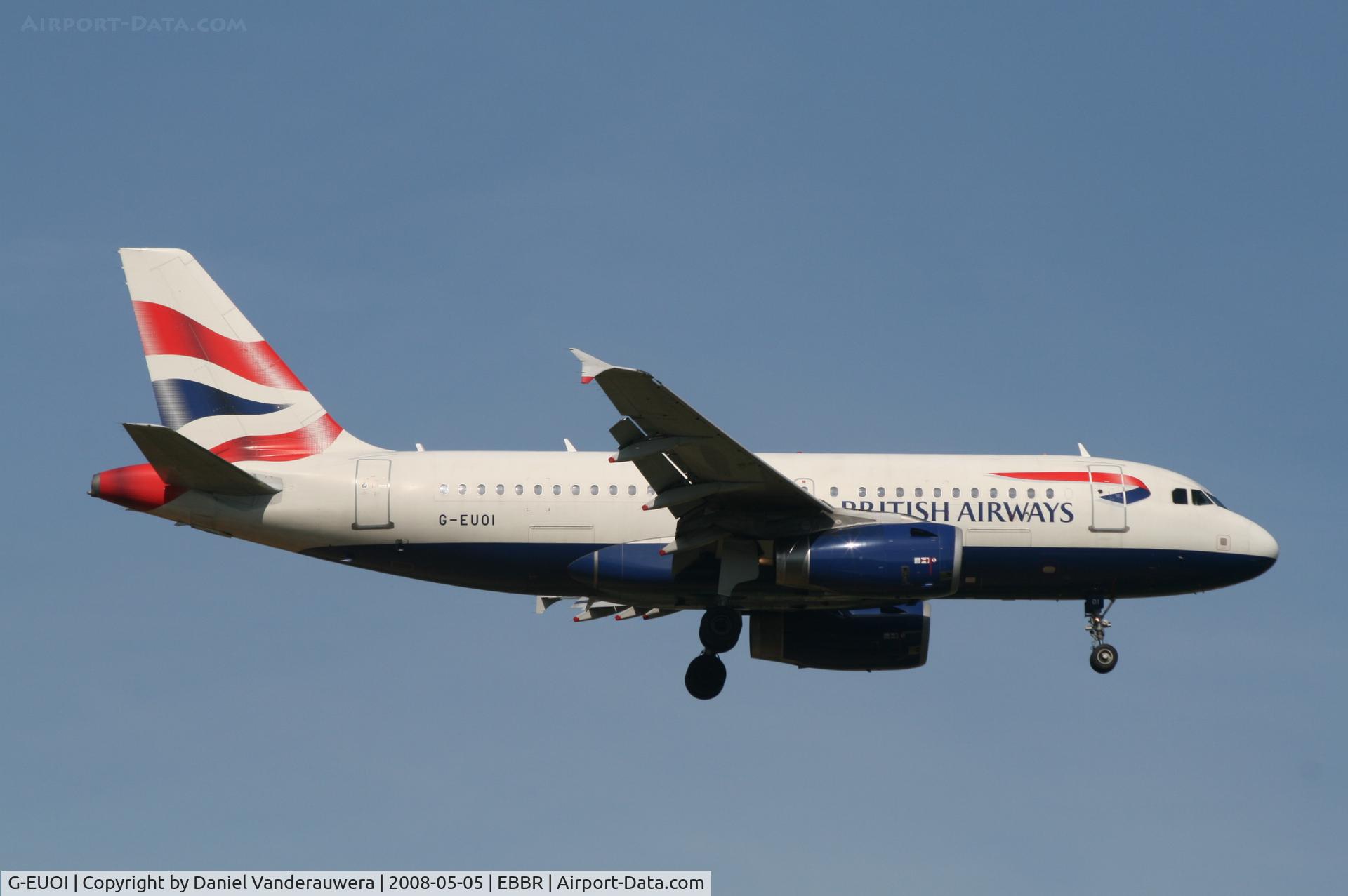 G-EUOI, 2001 Airbus A319-131 C/N 1606, arrival of flight BA392 to rwy 02