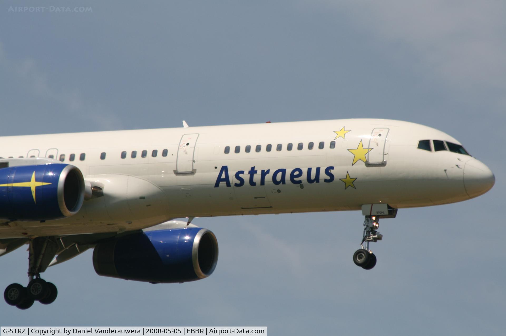 G-STRZ, 1997 Boeing 757-258 C/N 27622, descending to rwy 02