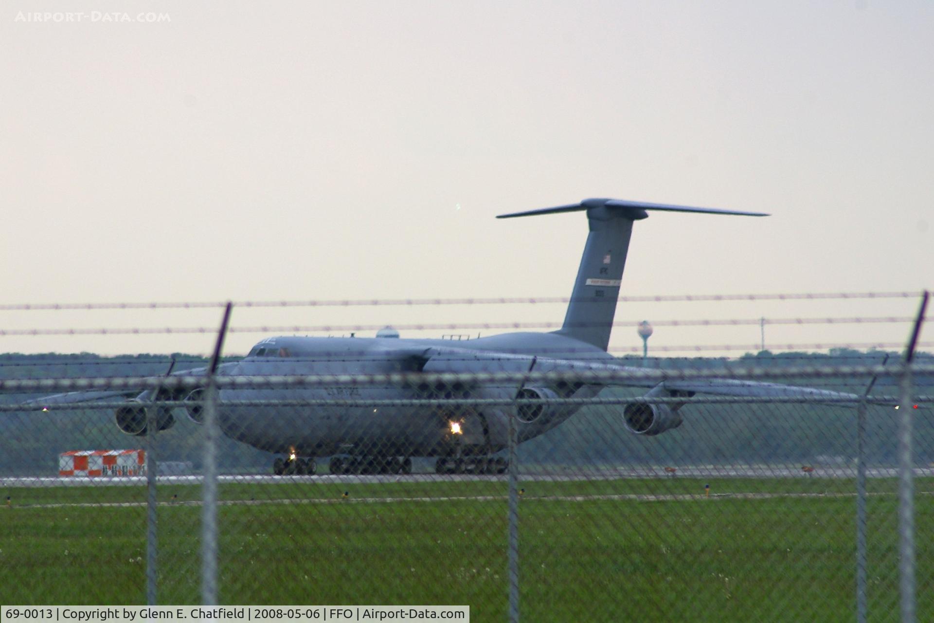69-0013, 1969 Lockheed C-5A Galaxy C/N 500-0044, Taxiing for departure.  Seen from across the street.