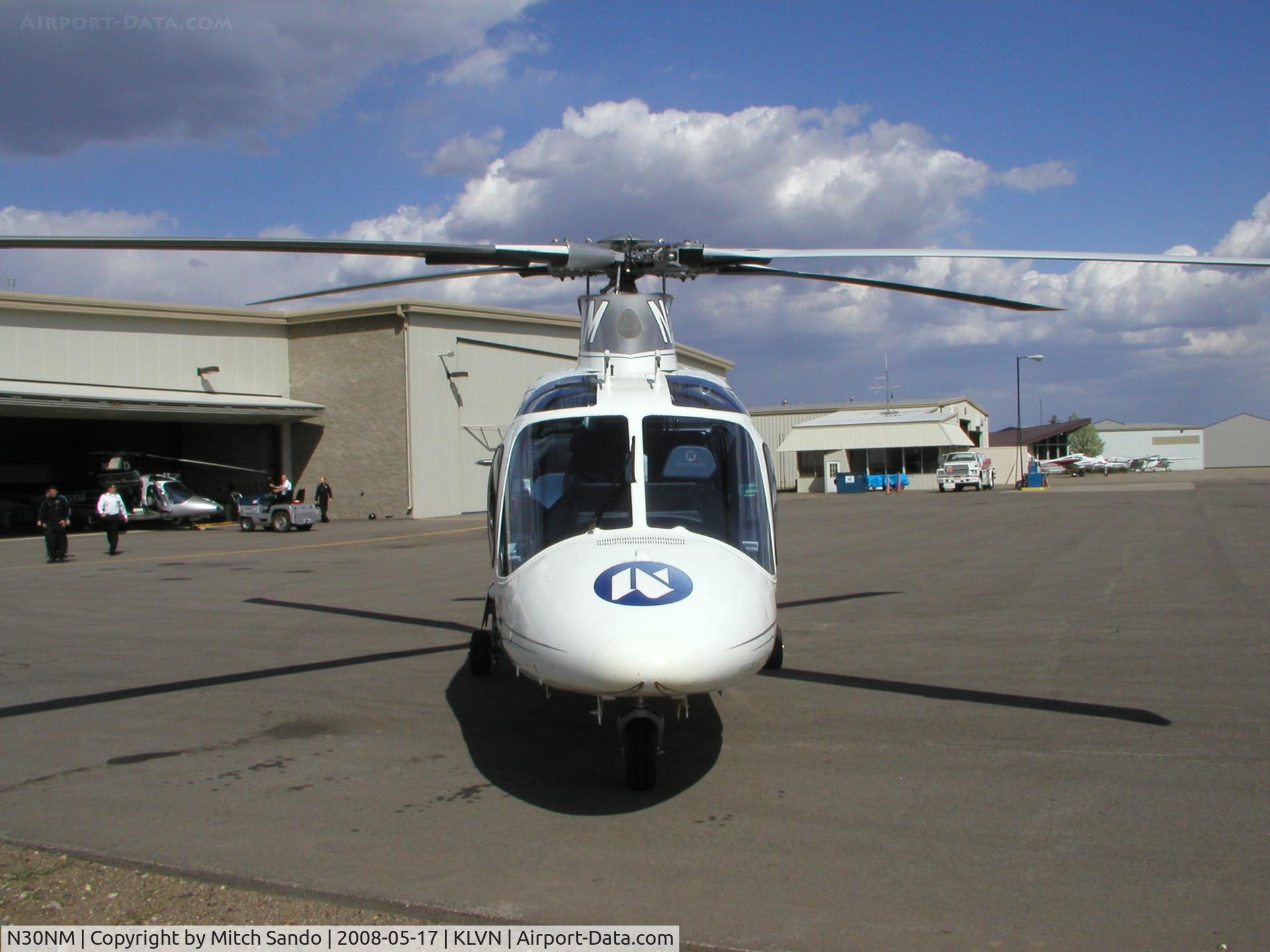N30NM, Agusta A-109E Power C/N 11065, Parked on the ramp at Airlake after a transporting a patient from Crosby, MN (1MN7) to Methodist Hospital in Rochester, MN.