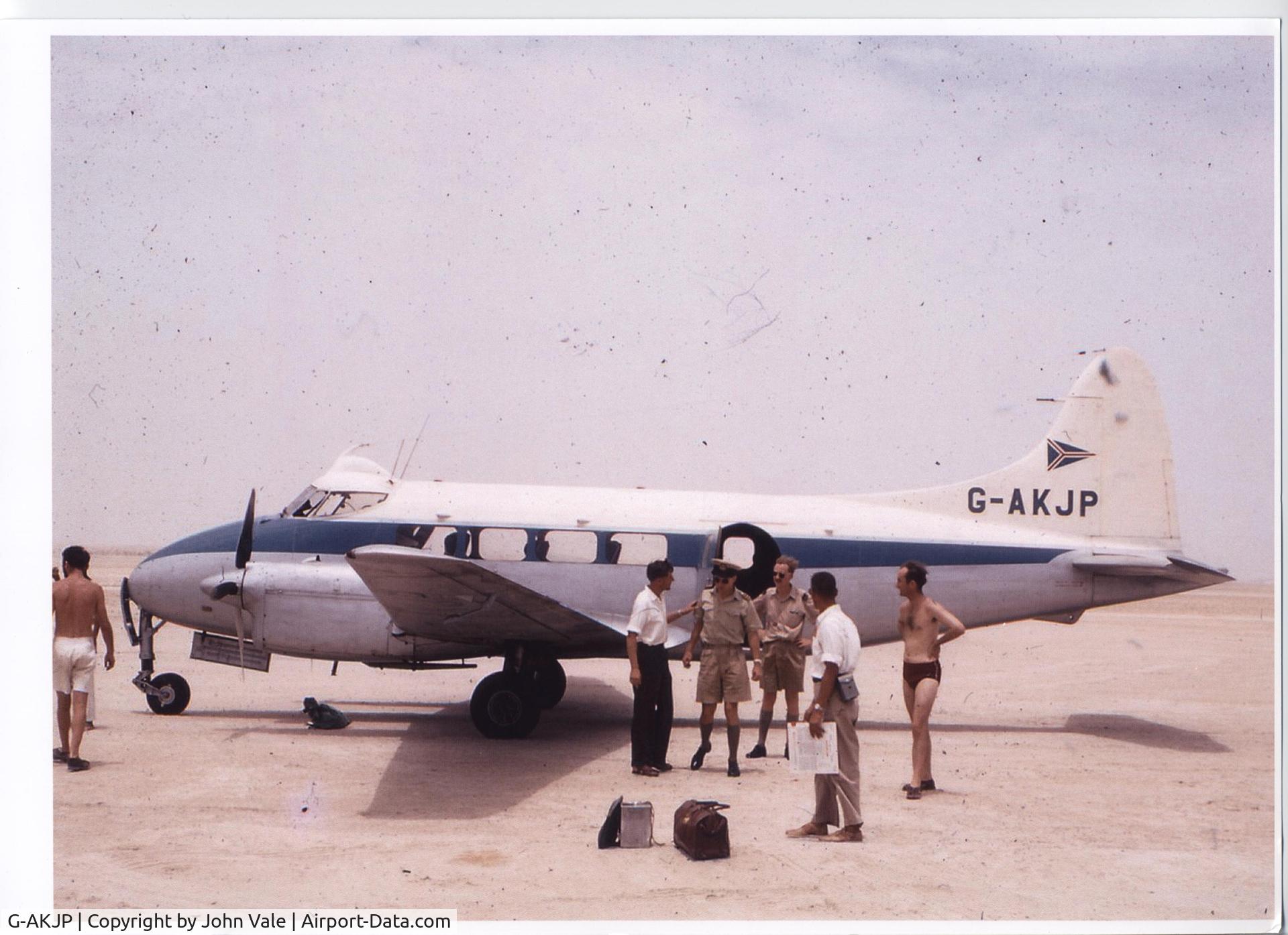G-AKJP, 1947 De Havilland DH-104 Dove 5 C/N 04064, Photo taken by John Vale in Abu Dhabi, 1955