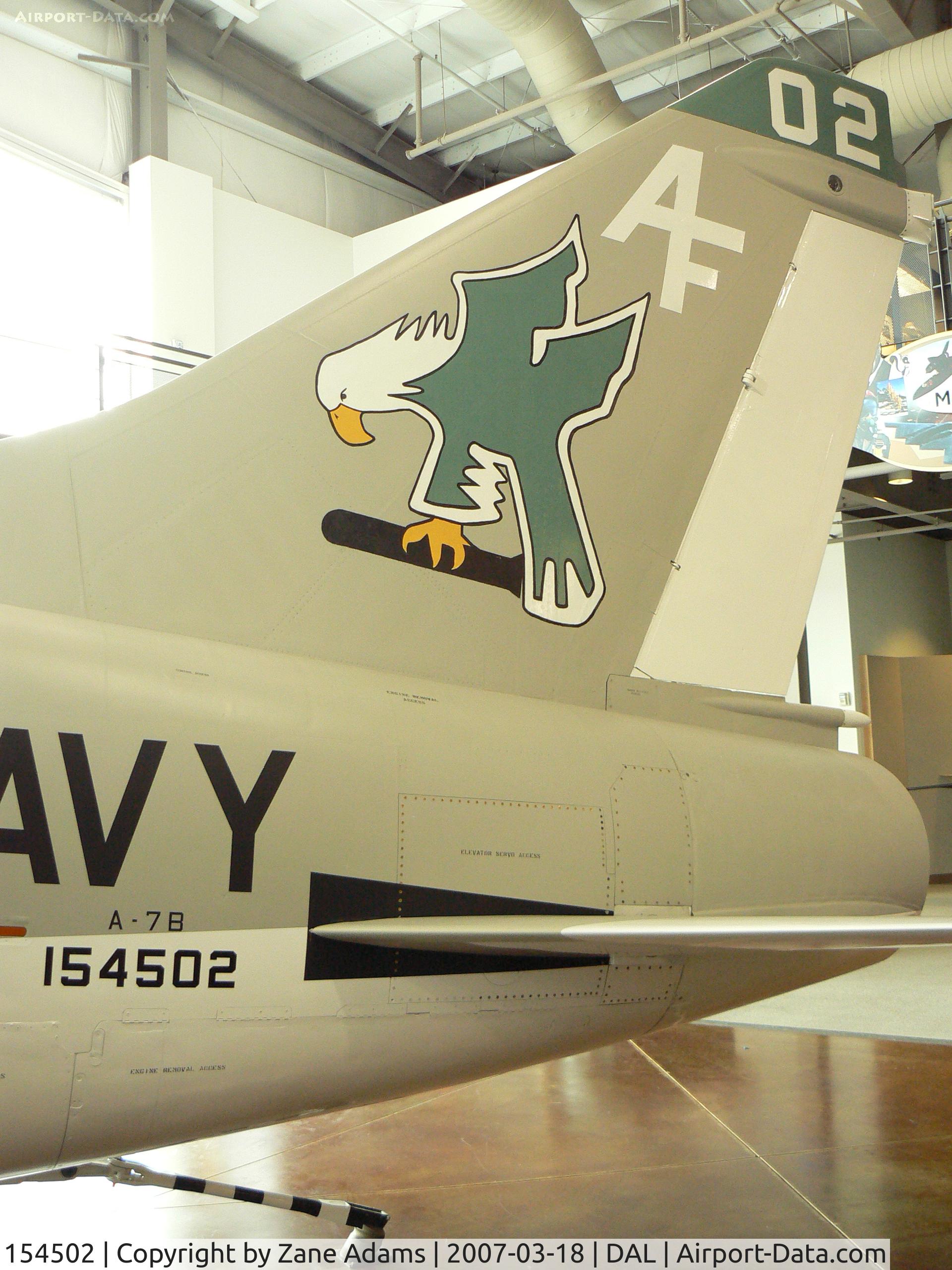 154502, LTV A-7B Corsair II C/N B-142, At Frontiers of Flight Museum - Dallas, TX