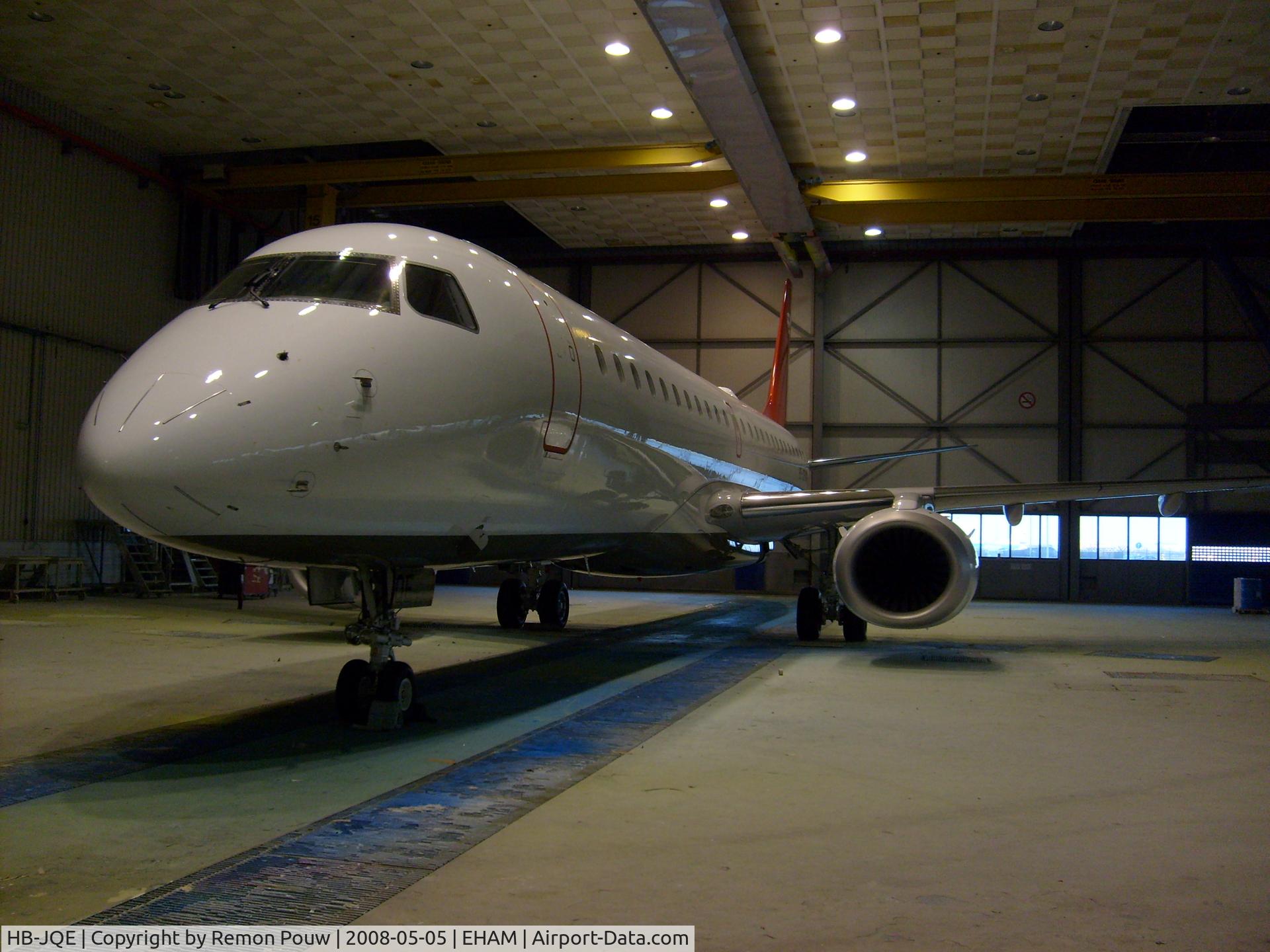 HB-JQE, 2008 Embraer 190LR (ERJ-190-100LR) C/N 19000163, Brand new Embraer at QAPS! It was already painted in FlyBaboo colors but some decorations still had to be added, and that was our job. It was supposed to get the same decoration on the engines as HB-JQB currently has, also painted by QAPS. But there wasn'