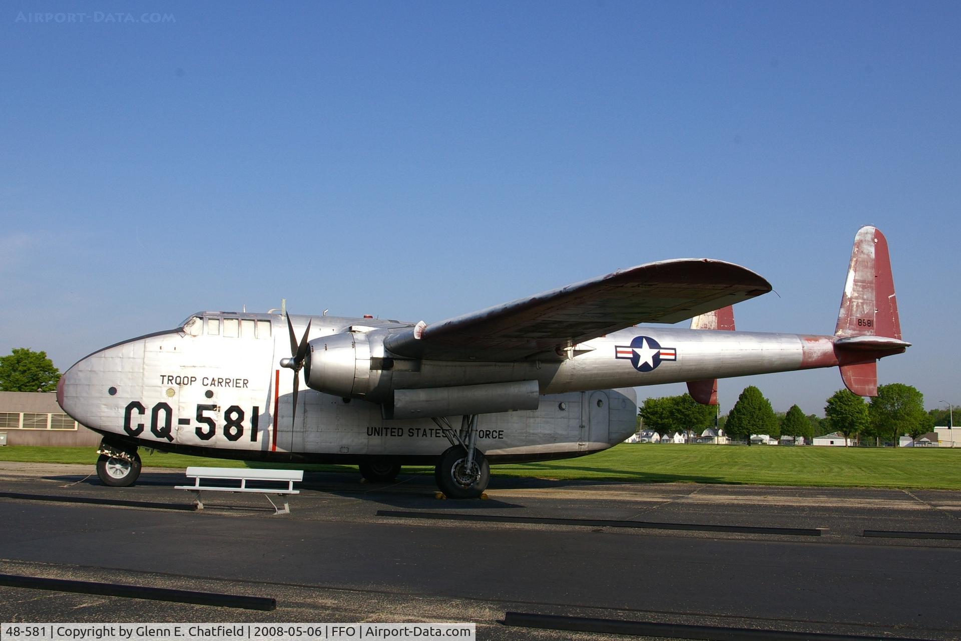 48-581, 1948 Fairchild C-82A Packet C/N 10216, Outside the National Museum of the U.S. Air Force