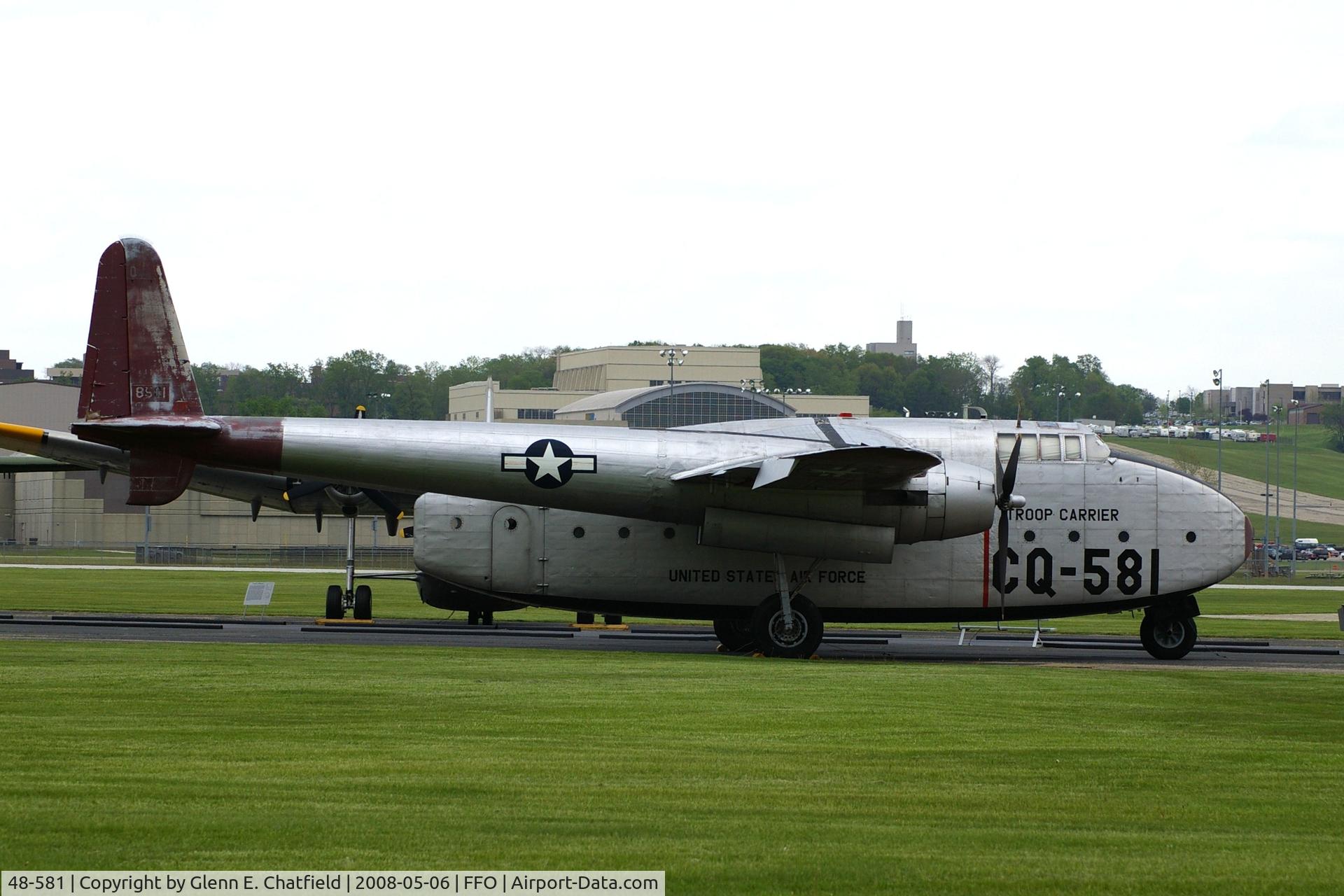 48-581, 1948 Fairchild C-82A Packet C/N 10216, Outside the National Museum of the U.S. Air Force