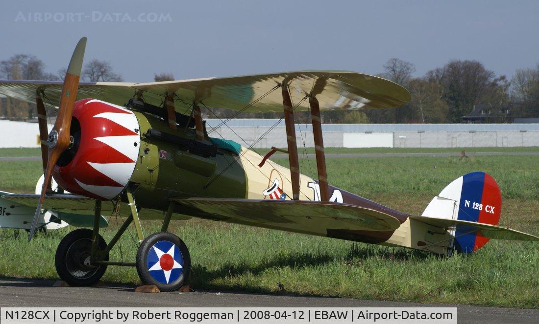 N128CX, Nieuport 28 C.1 Replica C/N 1192, Stampe-Vertongen Museum.Outdoor for an engine run.Replica Nieuport 28