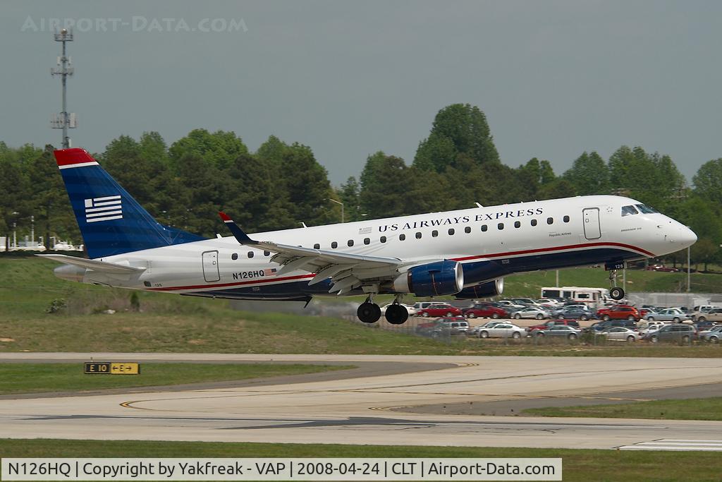 N126HQ, 2008 Embraer 175LR (ERJ-170-200LR) C/N 17000204, Republic Airlines Embraer 170 in US Airways colors
