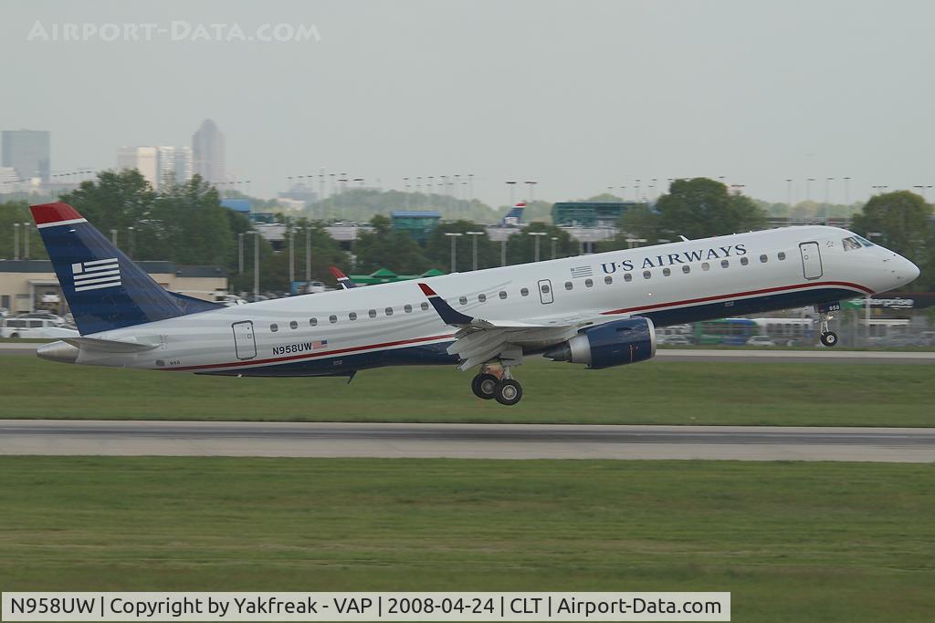 N958UW, 2008 Embraer ERJ-190-100 IGW 190AR C/N 19000164, US Airways Embraer 190