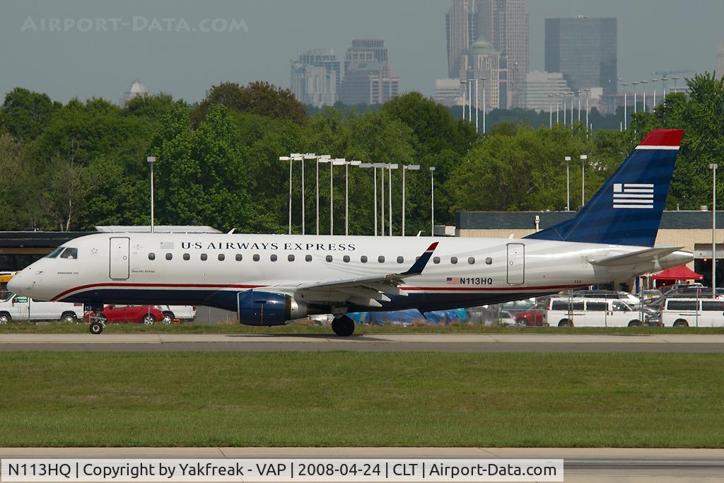 N113HQ, 2007 Embraer 175LR (ERJ-170-200LR) C/N 17000177, Republic Airlines Embraer 170 in US Airways colors