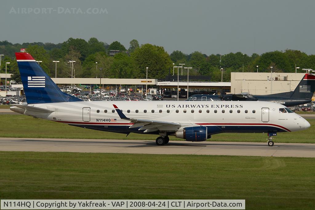 N114HQ, 2007 Embraer 175LR (ERJ-170-200LR) C/N 17000179, Republic Airlines Embraer 175 in US AIrways colors