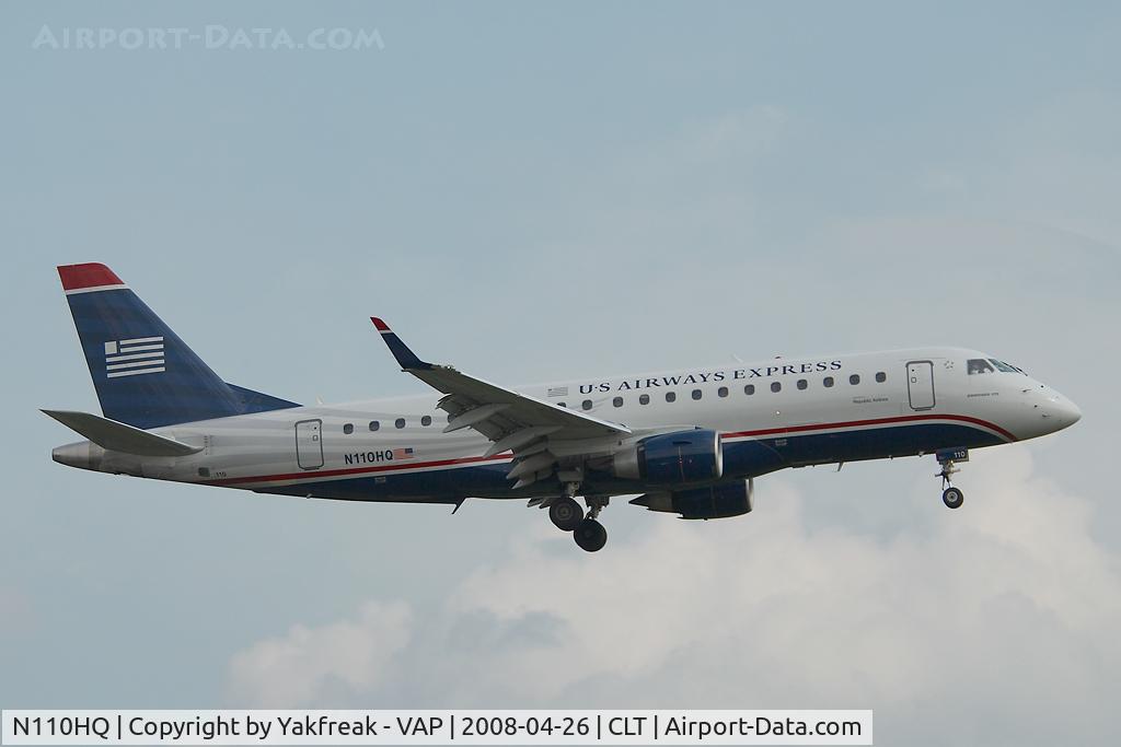 N110HQ, 2007 Embraer 175LR (ERJ-170-200LR) C/N 17000172, Republic Embraer 170 in US AIrways colors