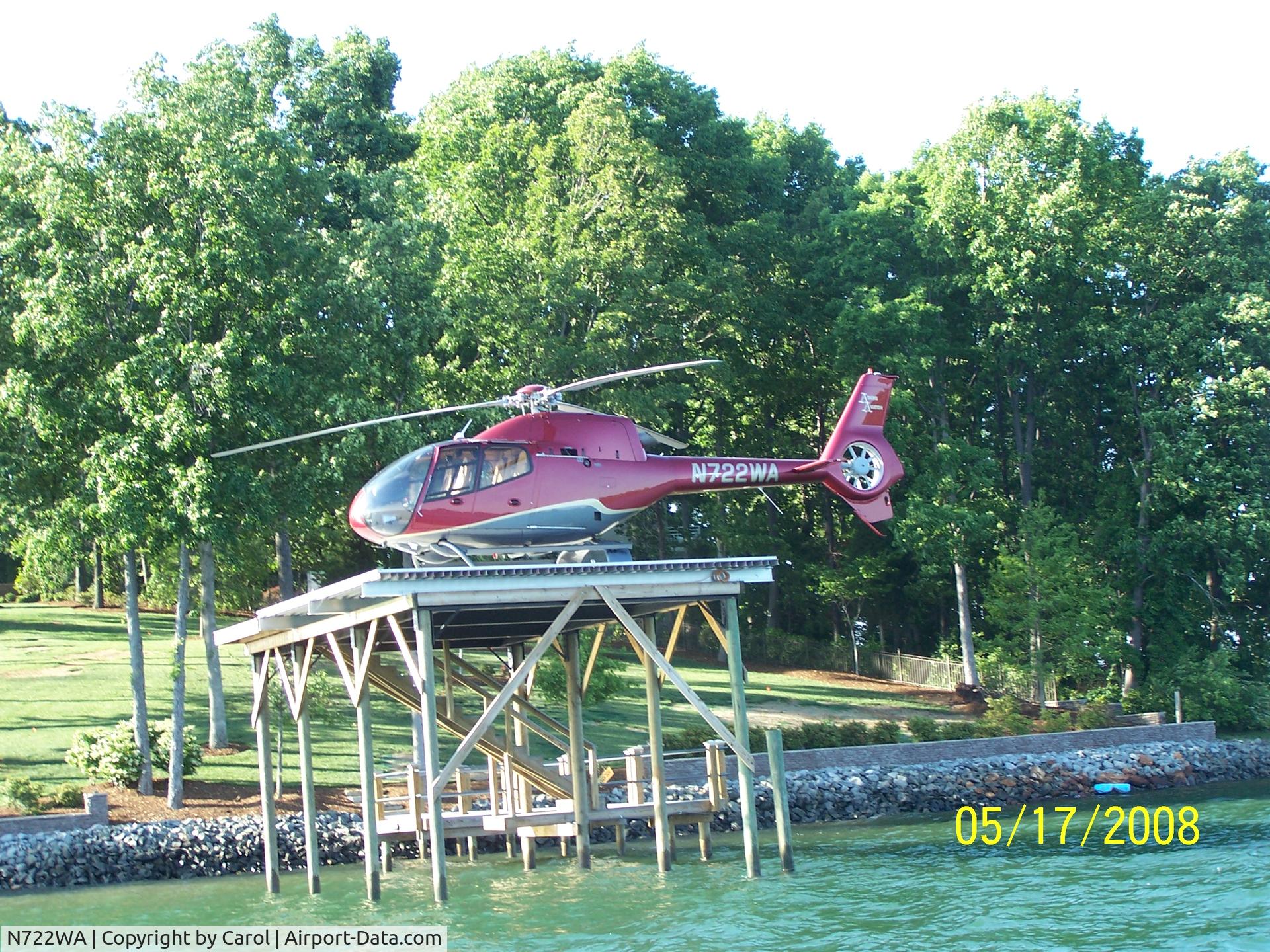 N722WA, 2006 Eurocopter EC-120B Colibri C/N 1465, helicopter and dock taken from water