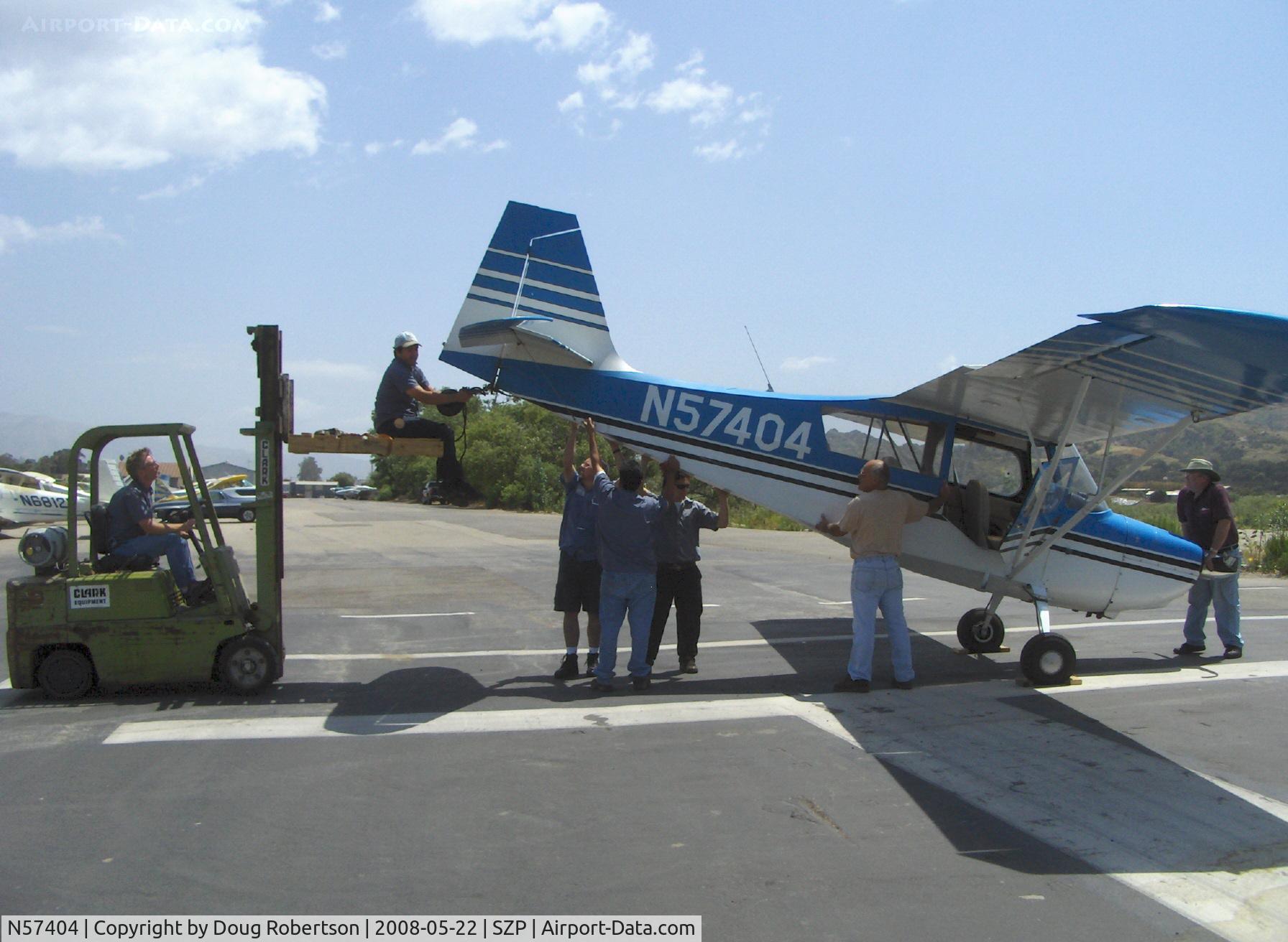 N57404, 1973 Bellanca 7ECA Citabria C/N 940-73, 1973 Bellanca 7ECA CITABRIA, Lycoming O-235 115 Hp, being lowered from nose-down position