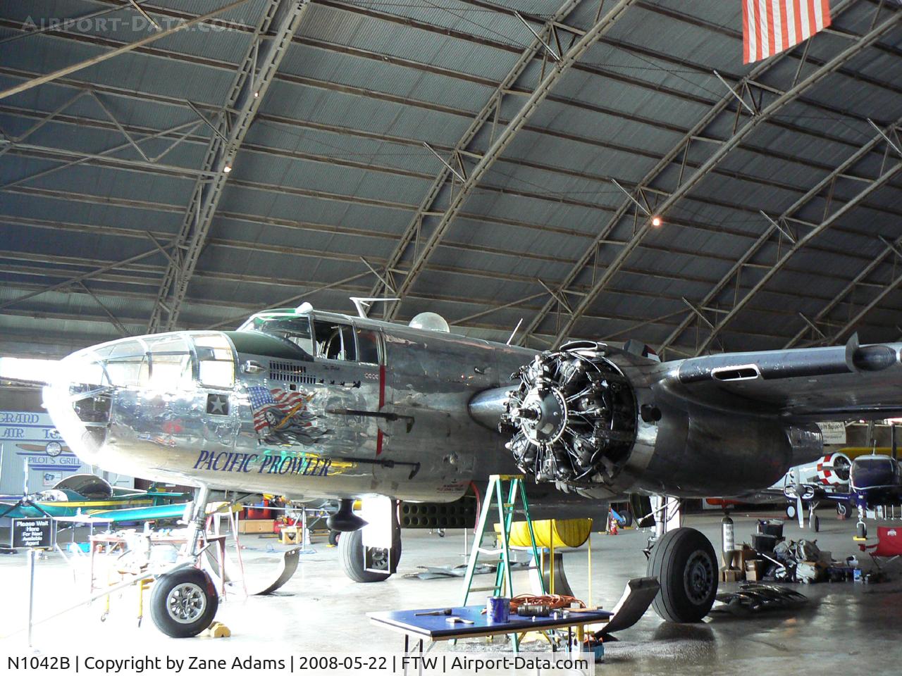 N1042B, 1944 North American B-25N Mitchell C/N 108-35148, Getting some well earned love at the home base - Vintage Flying Museum hanger