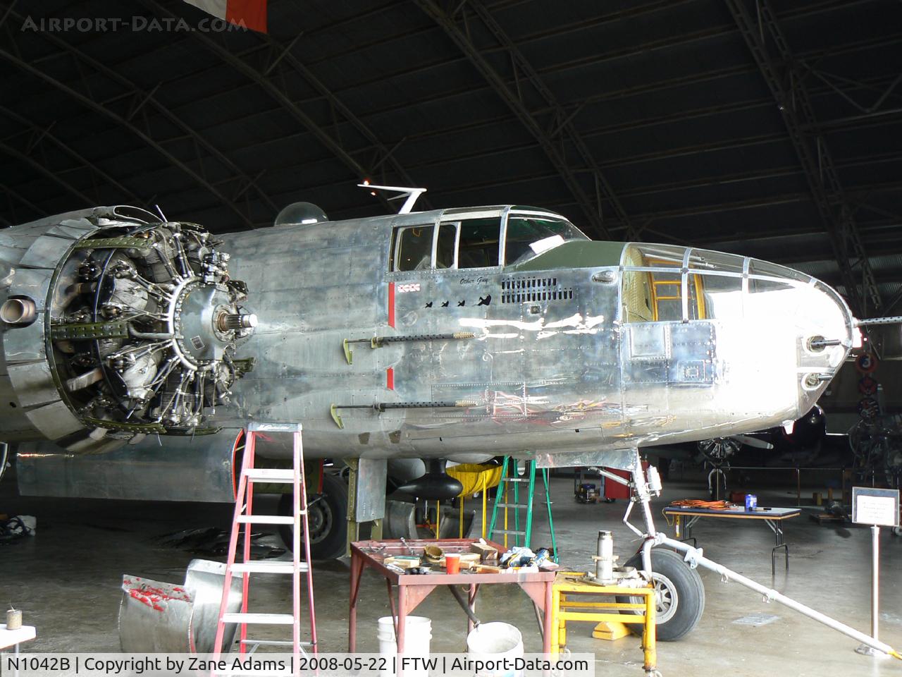 N1042B, 1944 North American B-25N Mitchell C/N 108-35148, Getting some well earned love at the home base - Vintage Flying Museum hanger