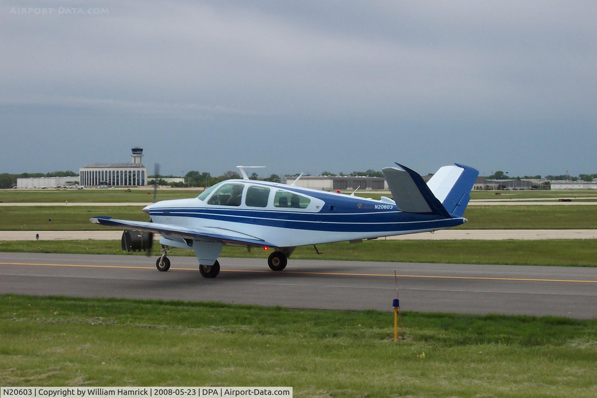 N20603, 1978 Beech V35B Bonanza C/N D-10207, Taxing at DuPage