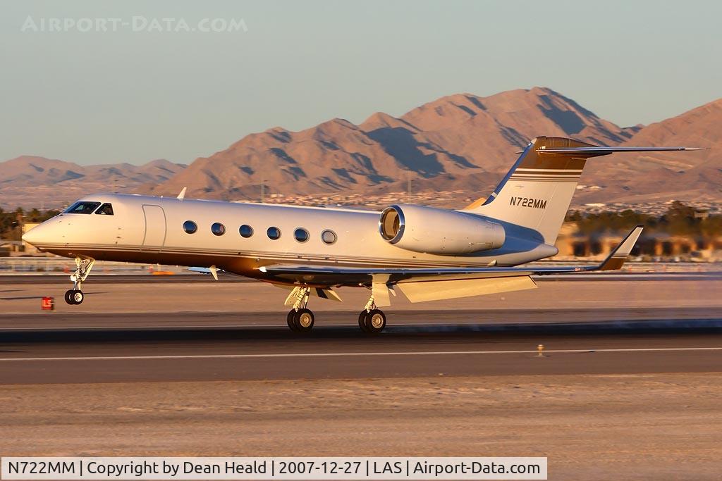 N722MM, 2007 Gulfstream Aerospace GIV-X (350) C/N 4086, N722MM landing on RWY 25L in nice evening light.