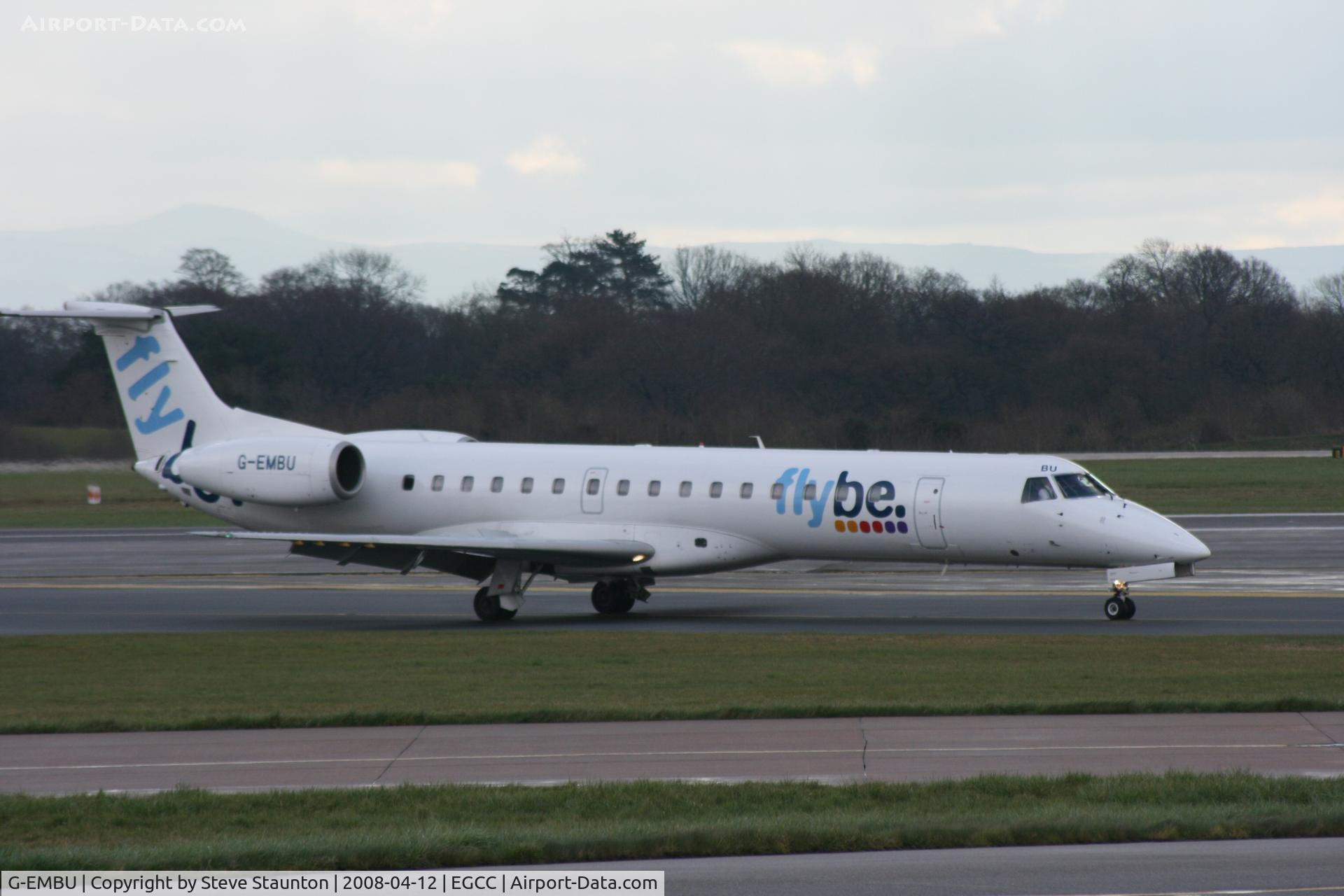 G-EMBU, 2001 Embraer EMB-145EU (ERJ-145EU) C/N 145458, Taken at Manchester Airport on a typical showery April day