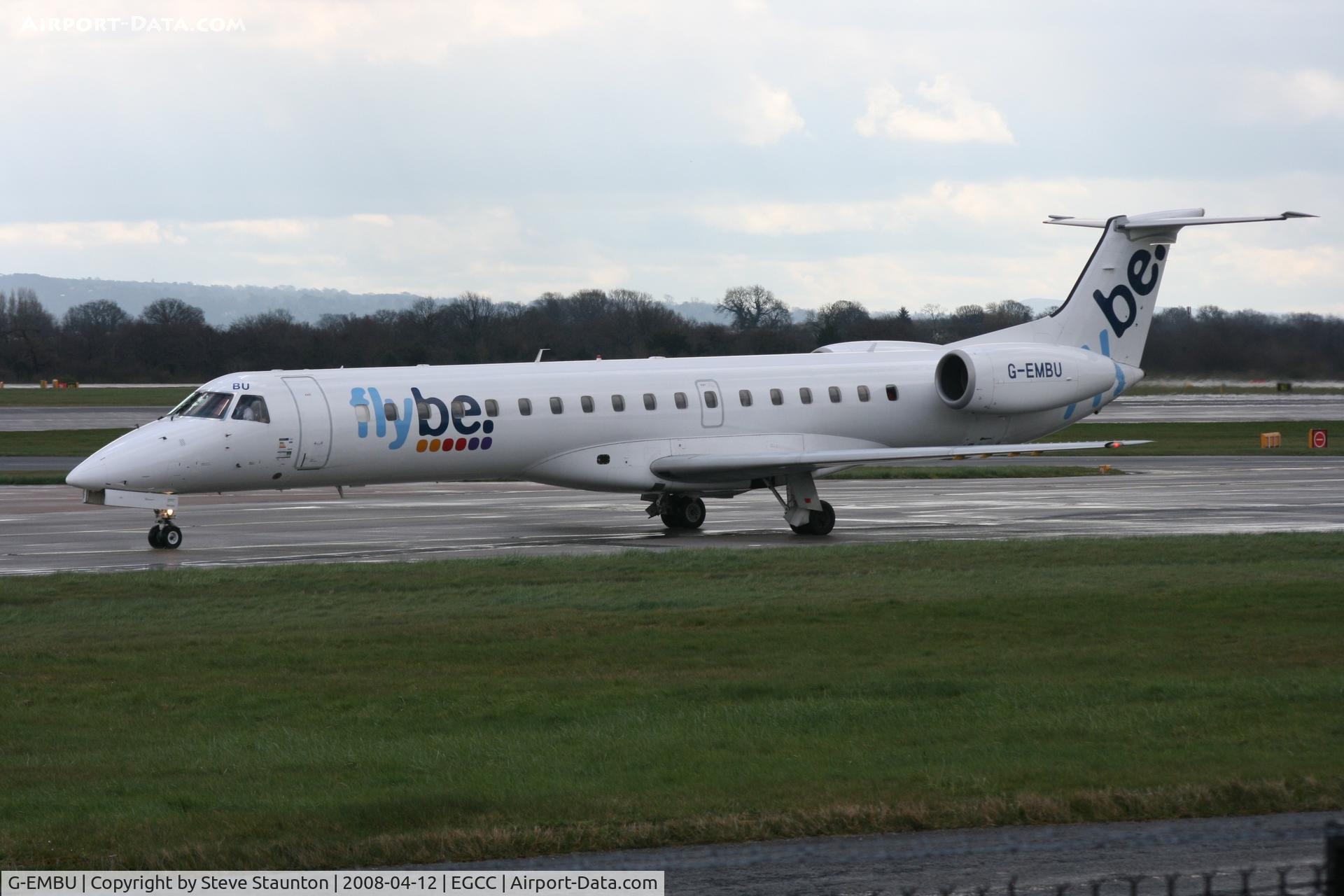 G-EMBU, 2001 Embraer EMB-145EU (ERJ-145EU) C/N 145458, Taken at Manchester Airport on a typical showery April day