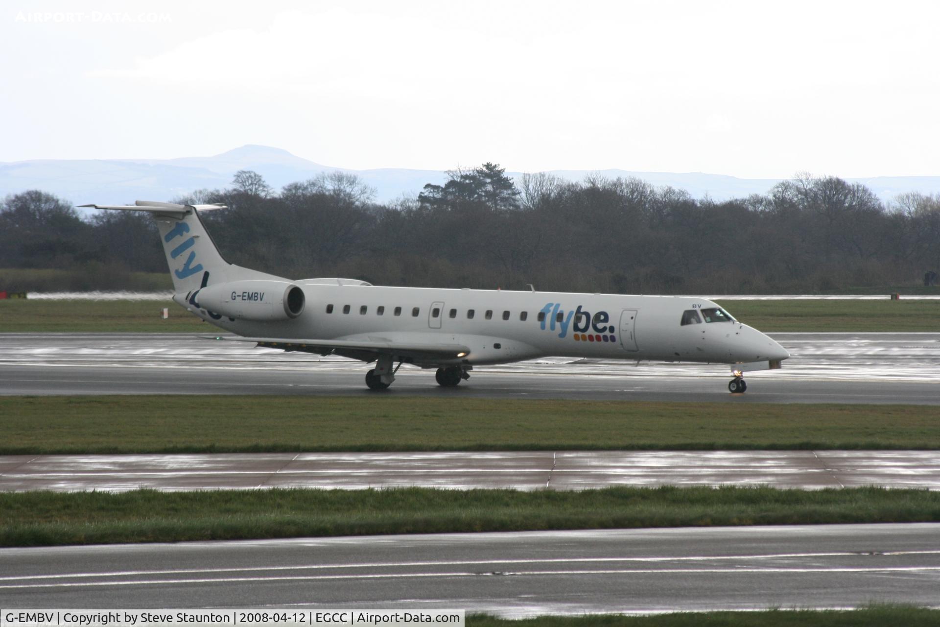 G-EMBV, 2001 Embraer EMB-145EU (ERJ-145EU) C/N 145482, Taken at Manchester Airport on a typical showery April day