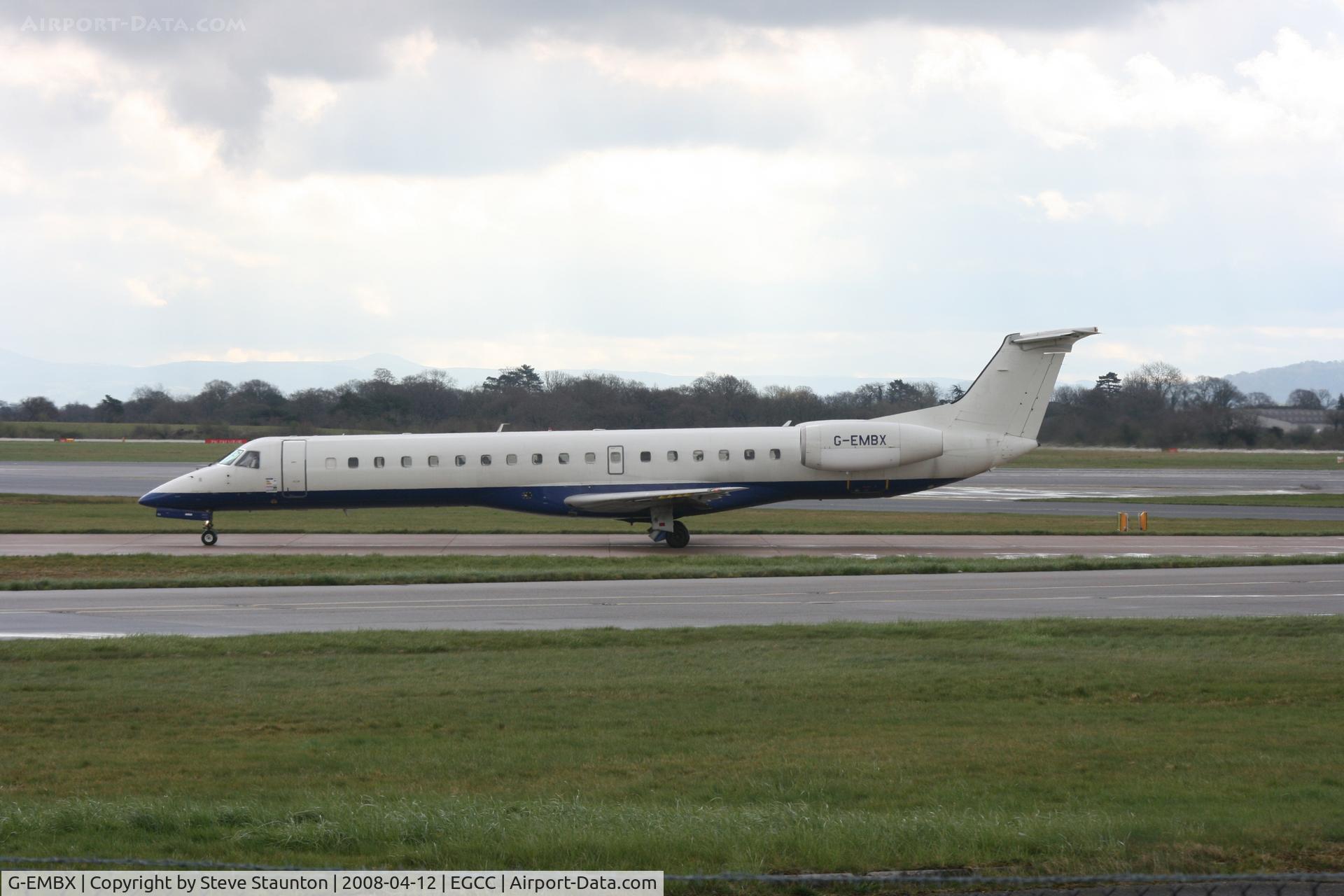 G-EMBX, 2002 Embraer EMB-145EU (ERJ-145EU) C/N 145573, Taken at Manchester Airport on a typical showery April day