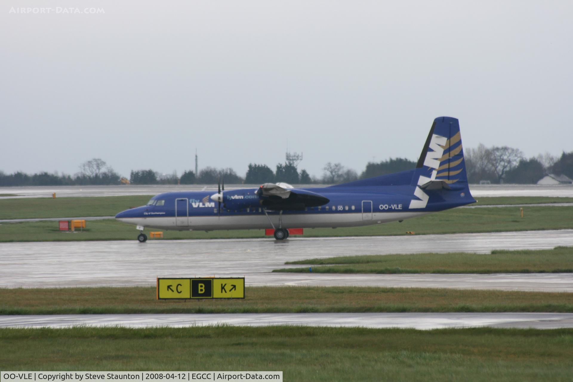 OO-VLE, 1988 Fokker 50 C/N 20132, Taken at Manchester Airport on a typical showery April day
