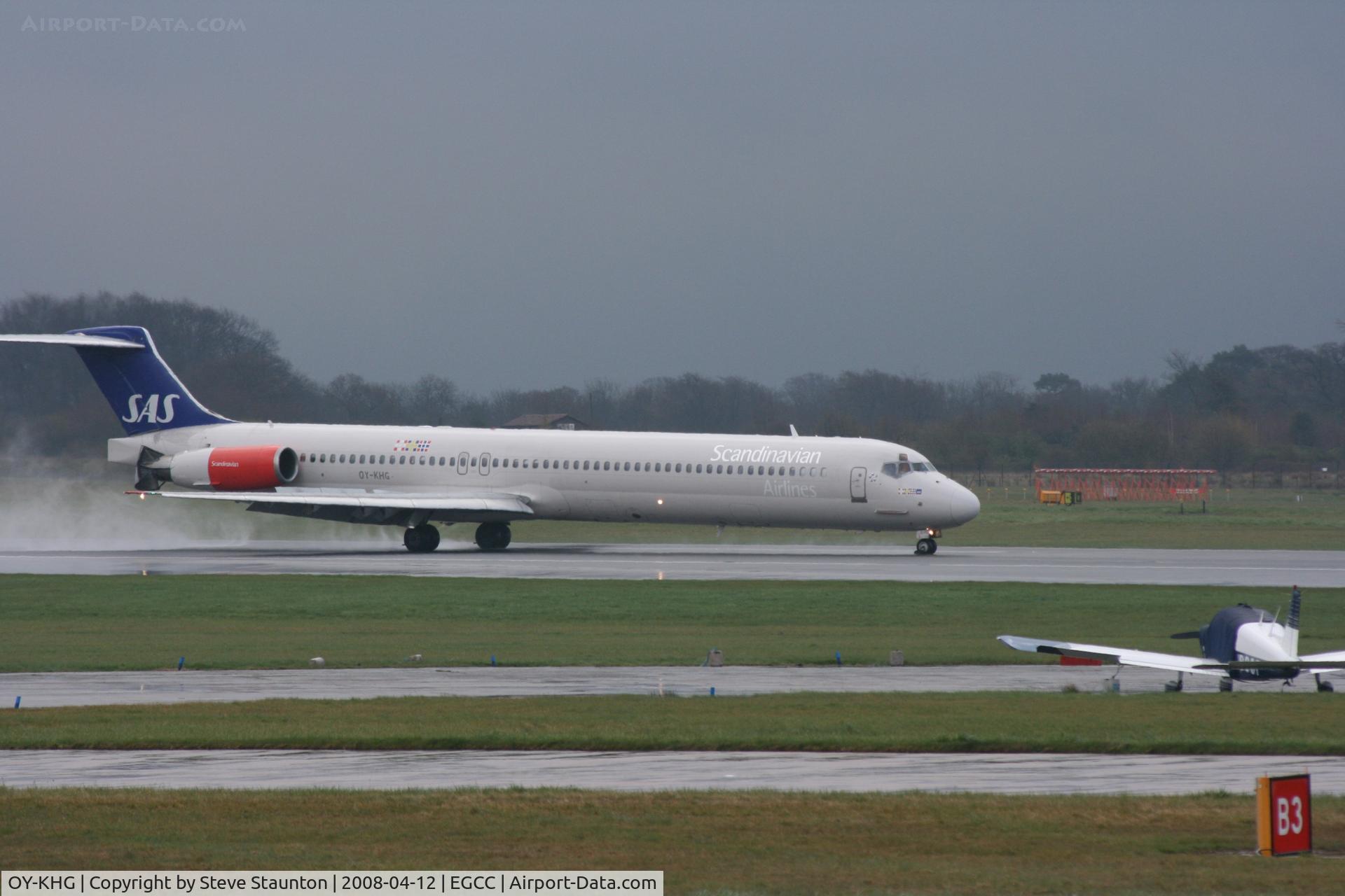 OY-KHG, 1988 McDonnell Douglas MD-82 (DC-9-82) C/N 49613, Taken at Manchester Airport on a typical showery April day