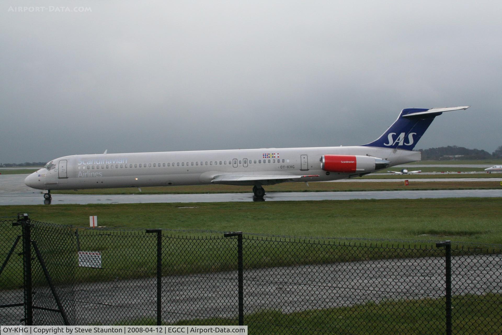 OY-KHG, 1988 McDonnell Douglas MD-82 (DC-9-82) C/N 49613, Taken at Manchester Airport on a typical showery April day