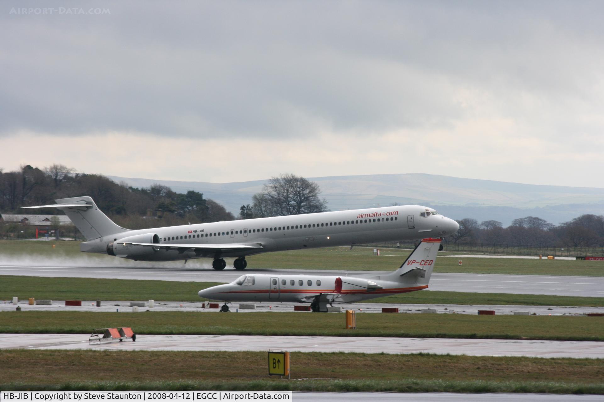 HB-JIB, 1996 McDonnell Douglas MD-90-30 C/N 53553, Taken at Manchester Airport on a typical showery April day