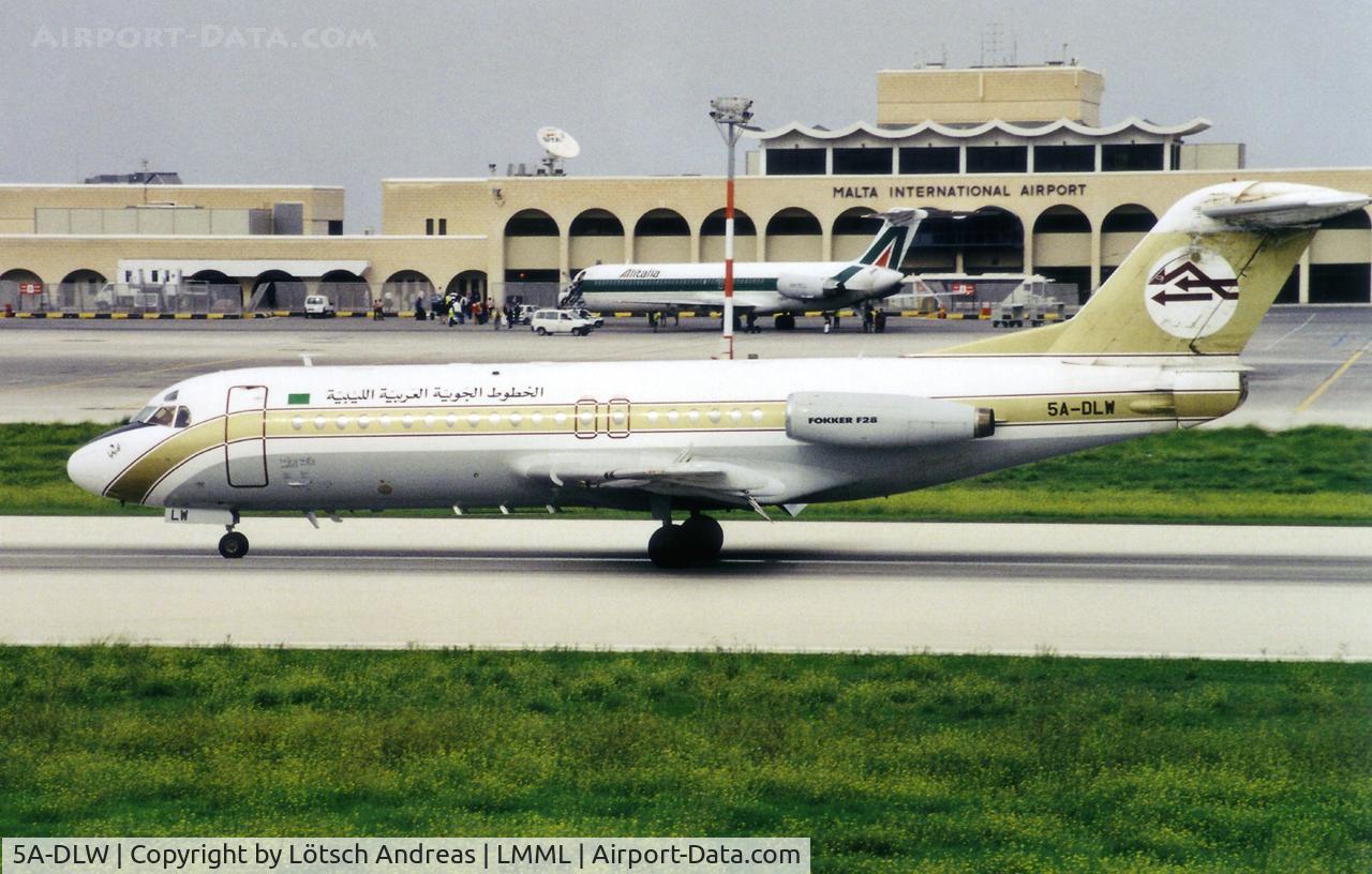 5A-DLW, 1983 Fokker F-28-4000 Fellowship C/N 11194, Lybian Arab Airlines scanned from paperpicture