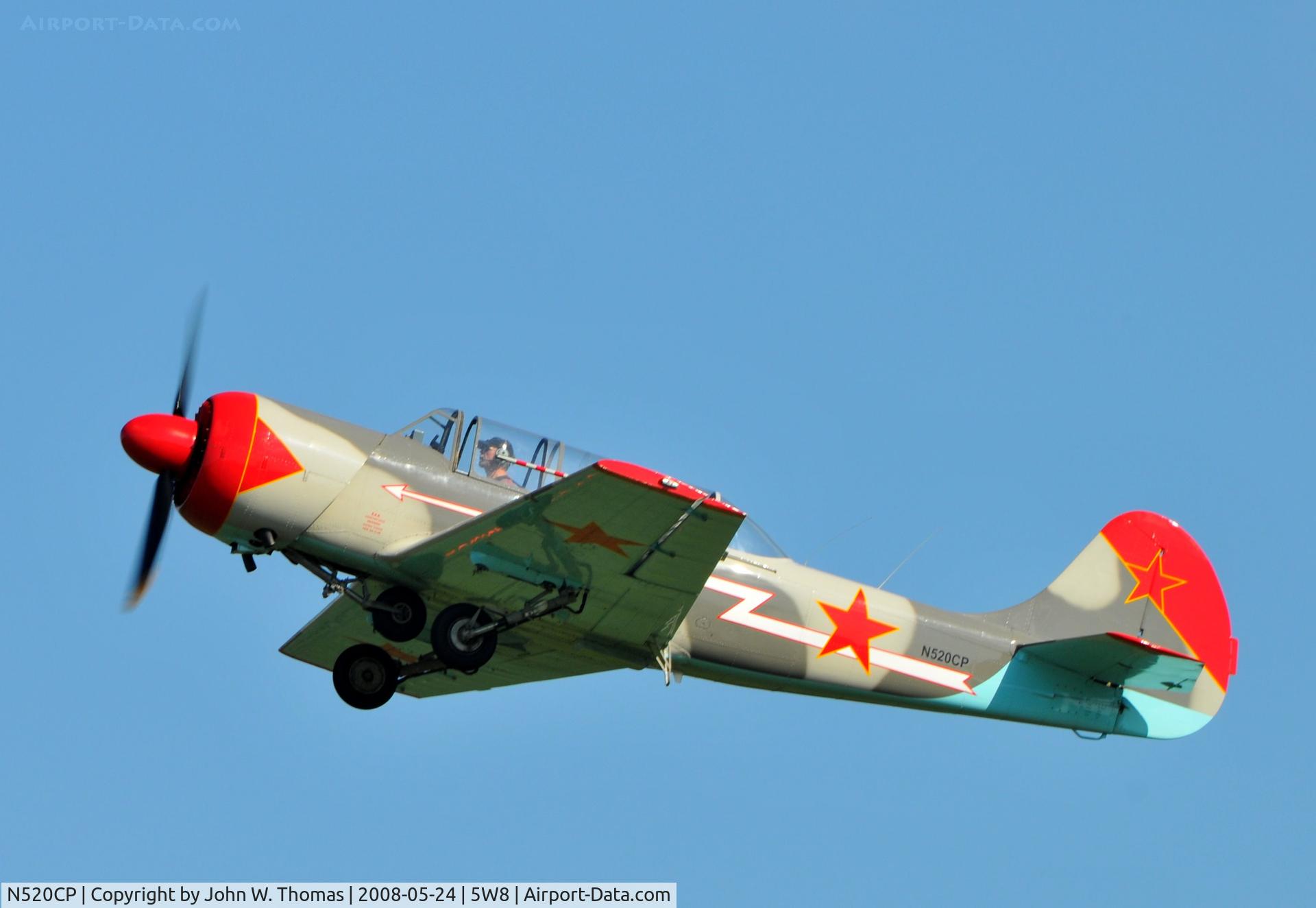 N520CP, 1989 Yakovlev Yak-52 C/N 899804, Departing runway 4