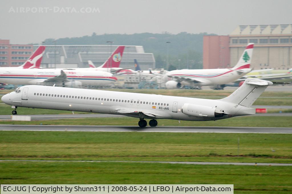EC-JUG, 1989 McDonnell Douglas MD-83 (DC-9-83) C/N 49847, On take off for a special rugby flight...