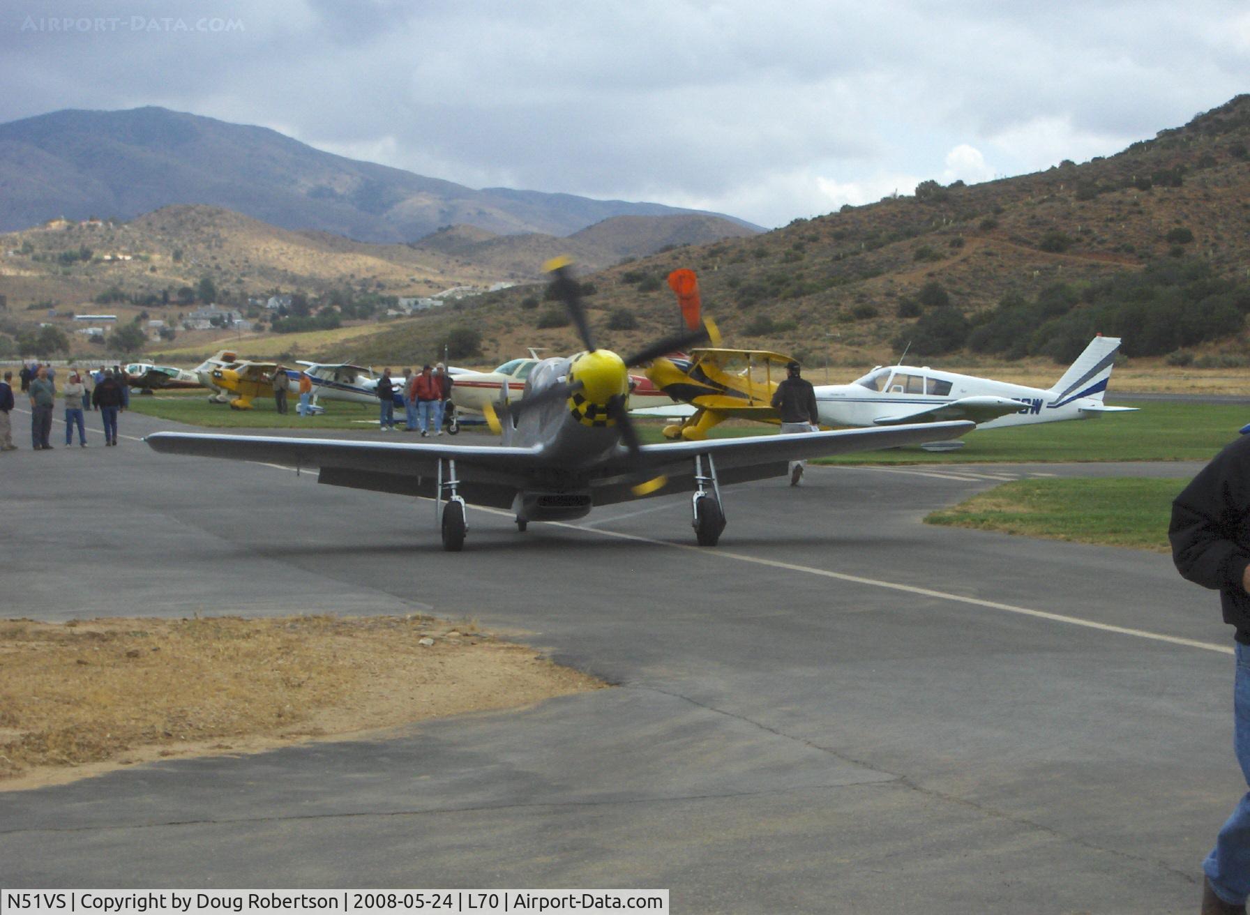 N51VS, 2004 North American S51D C/N 162, 2004 Smith STEWART S51D, Chev. Corvette V-8 500 Hp, taxi after landing Rwy 22