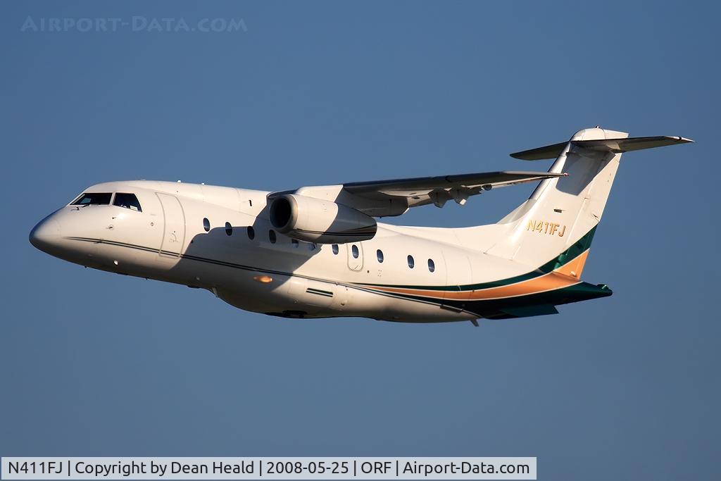 N411FJ, 2000 Fairchild Dornier 328-300 328JET C/N 3166, Air Investors LLC 2000 Dornier 328-300 N411FJ climbing out from RWY 5 enroute to Richmond Int'l (KRIC).