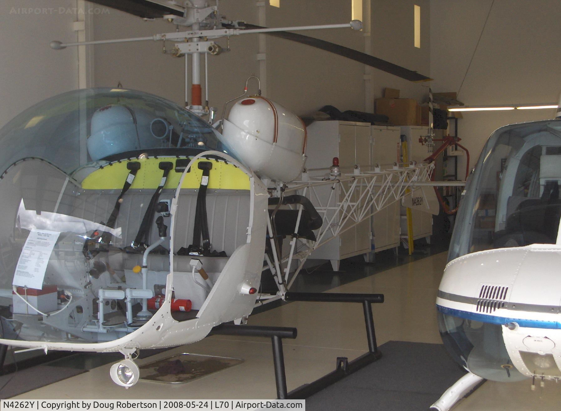 N4262Y, 1965 Bell 47G-4A C/N 7674, 1965 Bell 47G-4A, Lycoming VO-540 305 Hp. The Bell 47 was the world's first practical mass-produced helicopter offering reliabilty in a simple airframe.