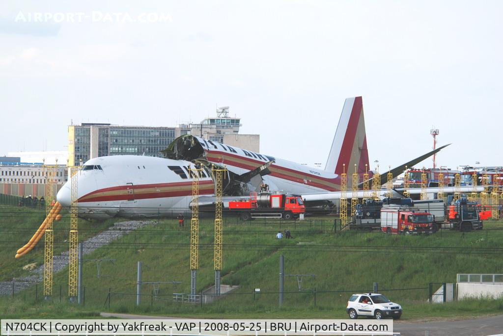 N704CK, 1980 Boeing 747-209F C/N 22299, Kalitta 747-200 overrun the runway at BRU