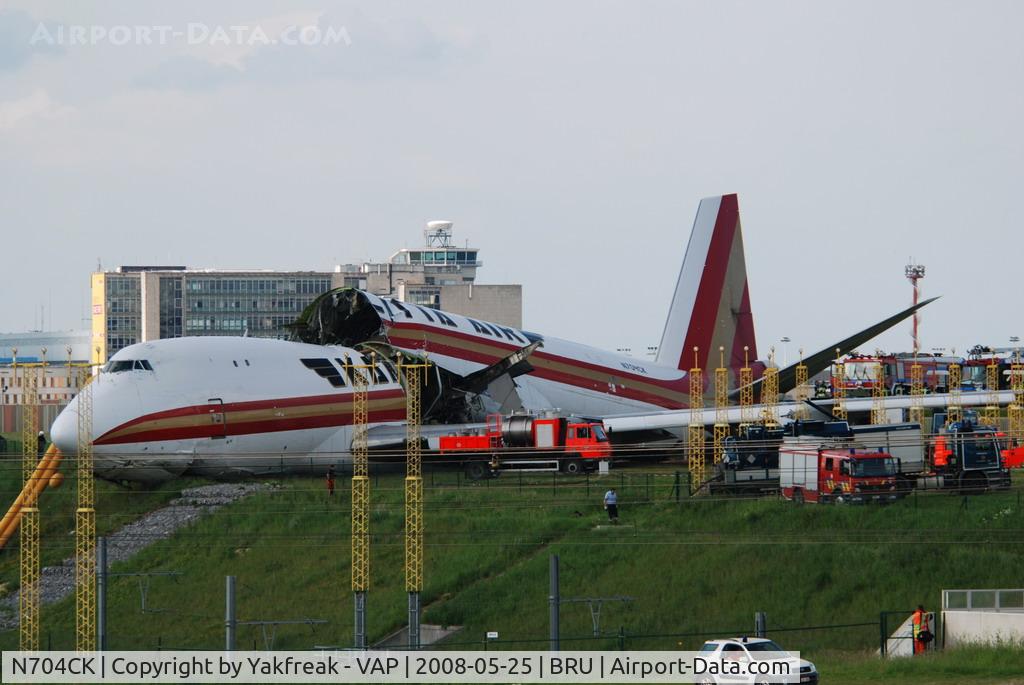 N704CK, 1980 Boeing 747-209F C/N 22299, Kalitta 747-200 overrun the runway at BRU