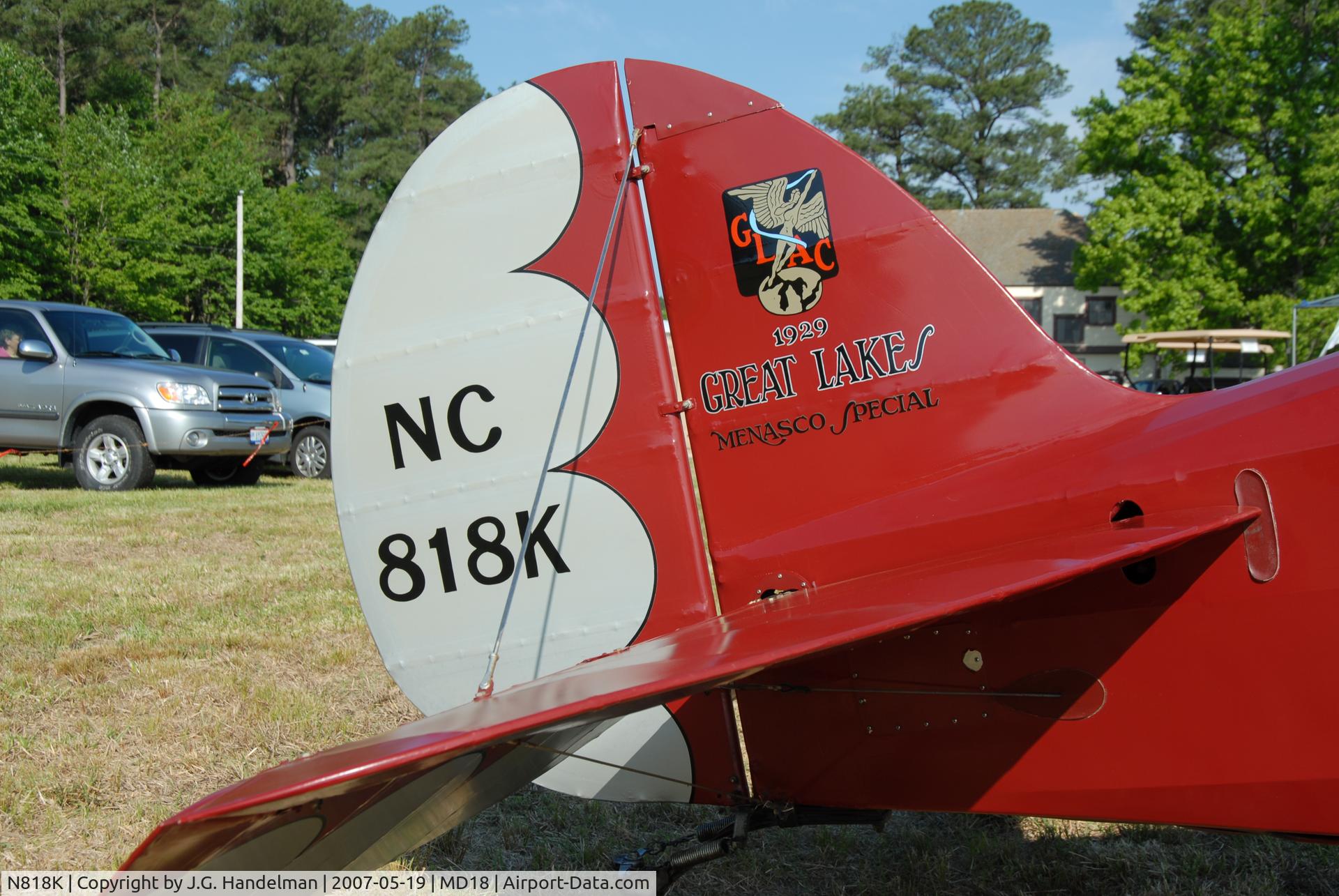 N818K, 1929 Great Lakes 2T-1MS (Menascco Special) Sport Trainer C/N 79, close up of  NC818K